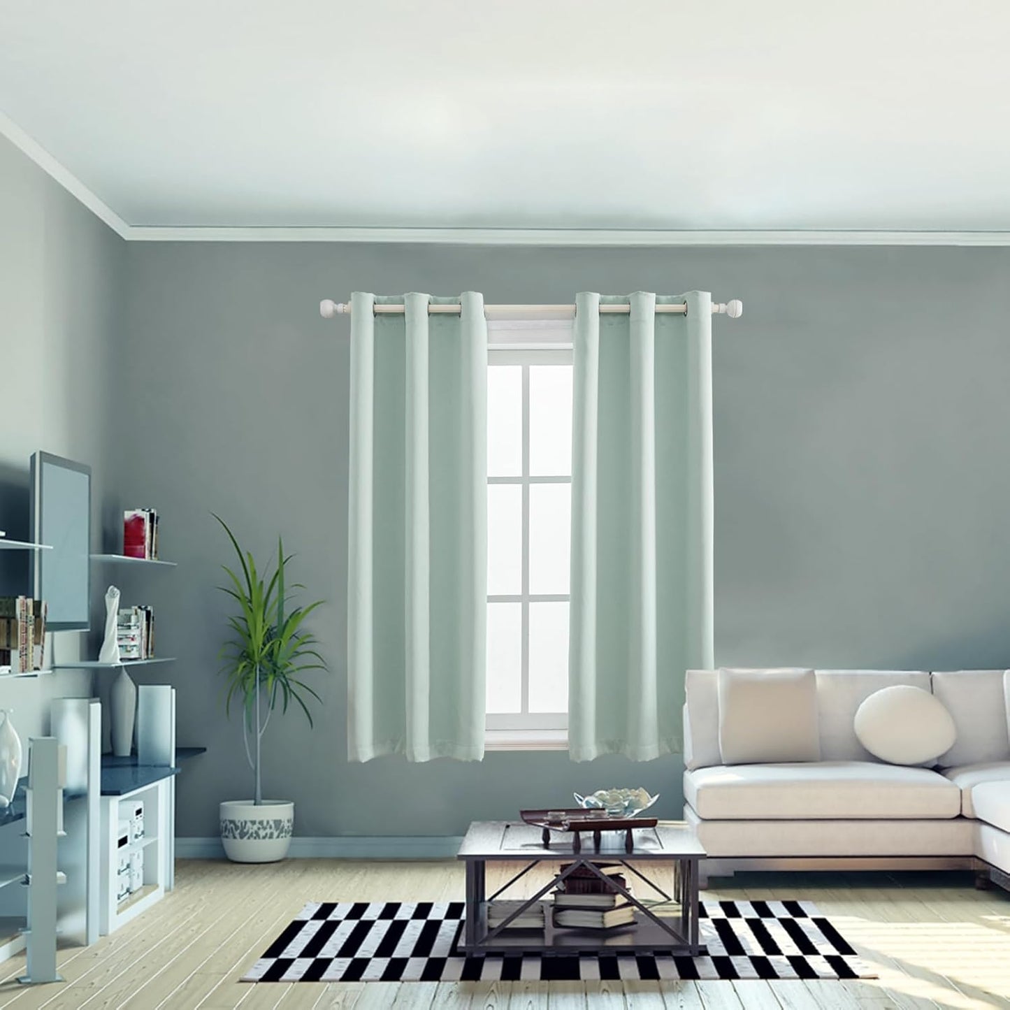 Anytime 100% Blackout Curtain Set, Thermal Insulated & Energy Efficiency Window Draperies for Guest Room, Full Shading Panels for Shift Worker and Light Sleepers（Light Blue, 2 Panels, 42W x 45L）