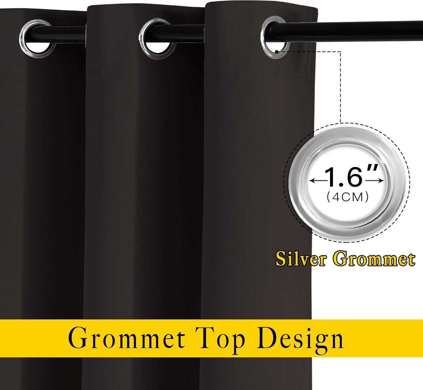 NICETOWN Blackout Thick Window Curtains - (W52 x L120, Brown, 2 Panels) Thermal Insulated Grommet Drape Longer Panels for Bedroom and Living Room