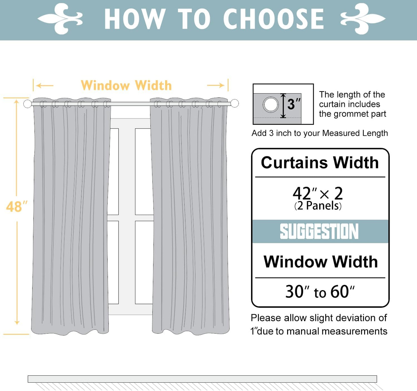 ChrisDowa Blackout Curtains 48 inches Long for Bedroom - 2 Panels Set Grommet Thermal Insulated Room Darkening Curtains for Living Room (Navy Blue, 42 x 48 Inch)
