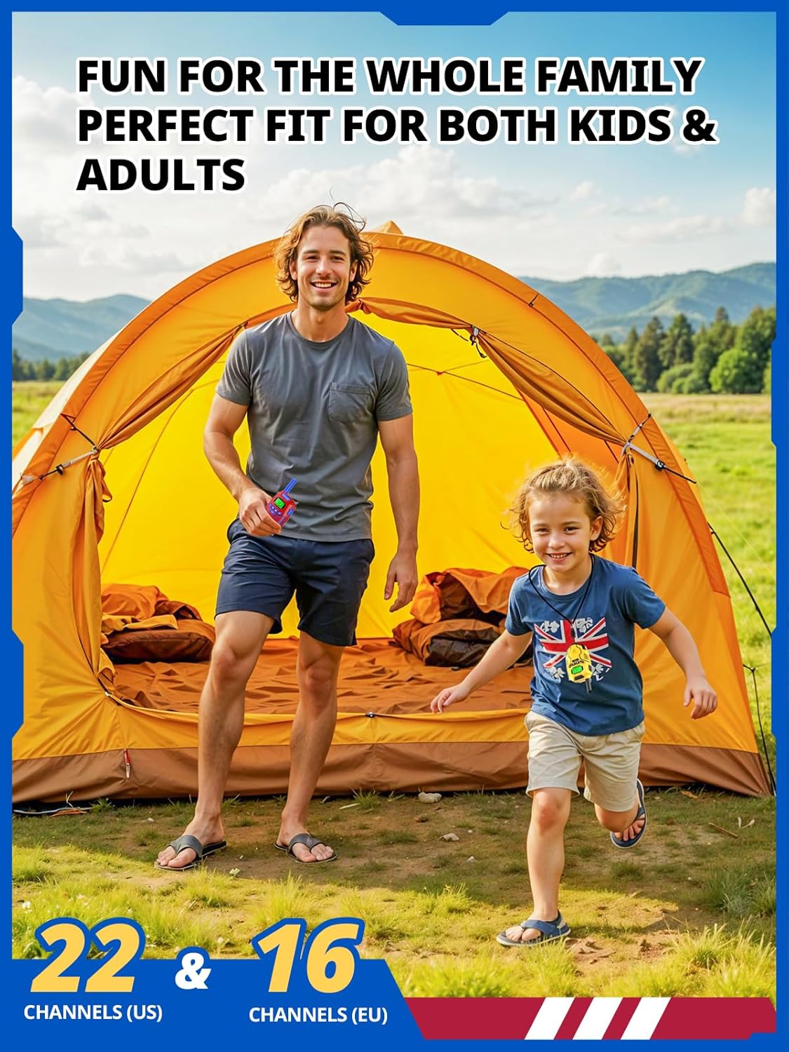 Walkie Talkies for Kids Toys Rechargeable, Long Range 2 Way Radios, Outdoors Park Hiking Road Trip Toys for 3-12 Year Old Boys, Birthday Xmas Gift for Kids, 2 Pack