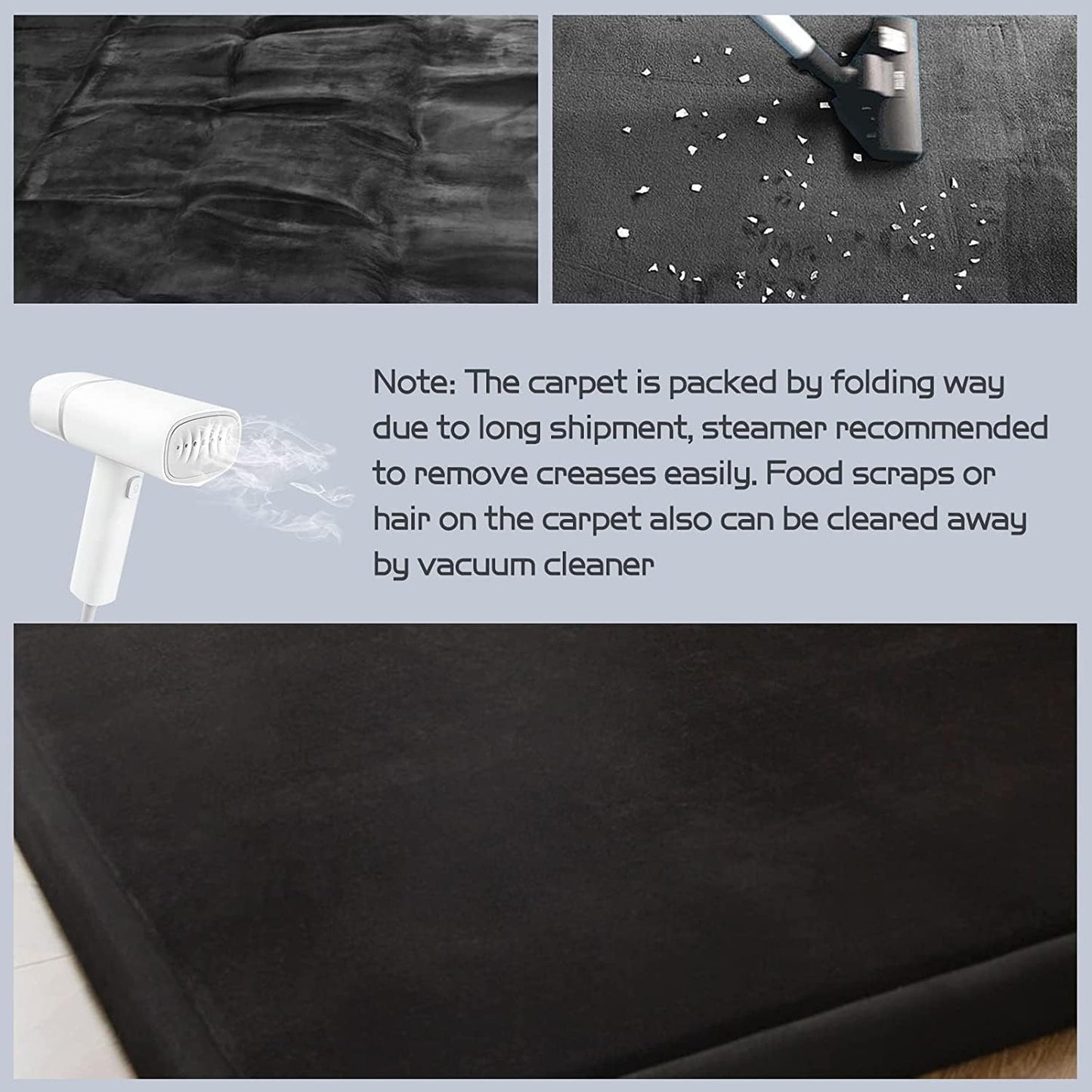 MAXYOYO Baby Play Mat, 1.2" Thick Memory Foam Soft Padded Carpet with Non-Slip Backing, 5x7 ft Japanese Tatami Rug Living Room for Kids, Toddler, Children, Nusery(Black)