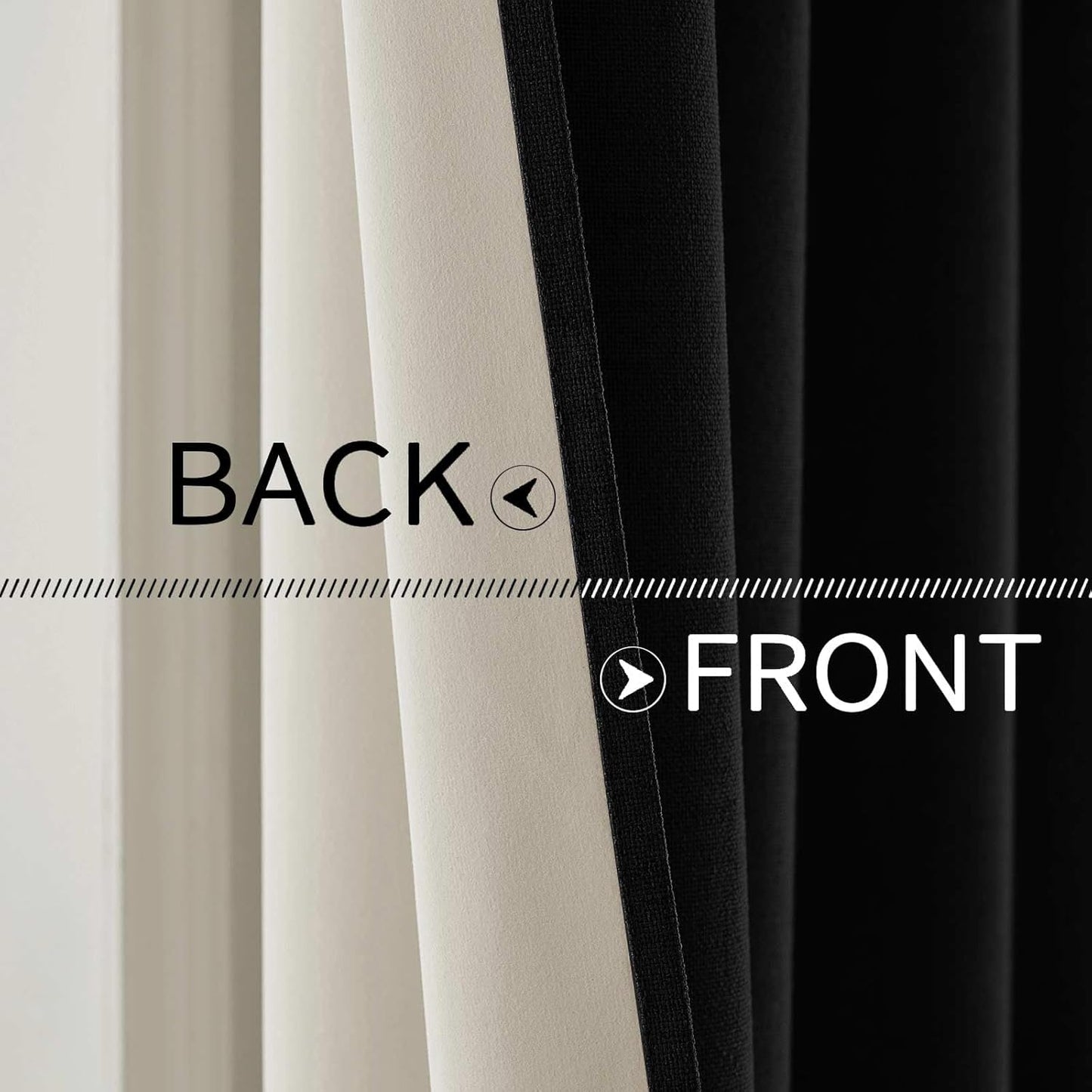 MIULEE Linen Texture Curtains for Bedroom Solid 100% Blackout Thermal Insulated Halloween Black Curtains Grommet Room Darkening Drapes for Living Room Nursery 52x96 Inch (2 Panels)