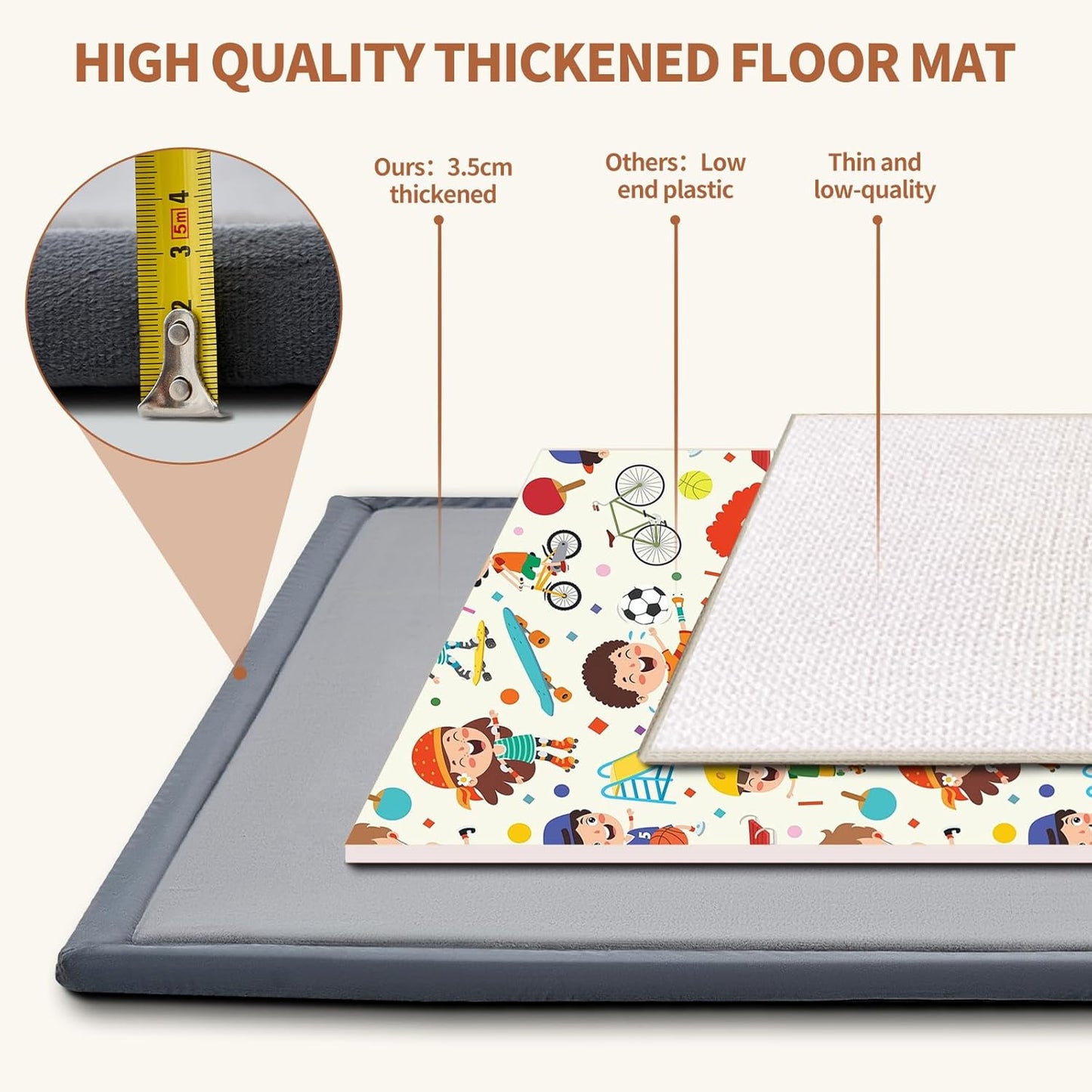 SUNYRISY 70x80in Baby Play Mat for Floor, 1.4in Thick Soft Memory Foam Crawling Tummy Time Mat for Toddlers Infants Kids, Non-Slip Bottom Baby Rugs for Nursery