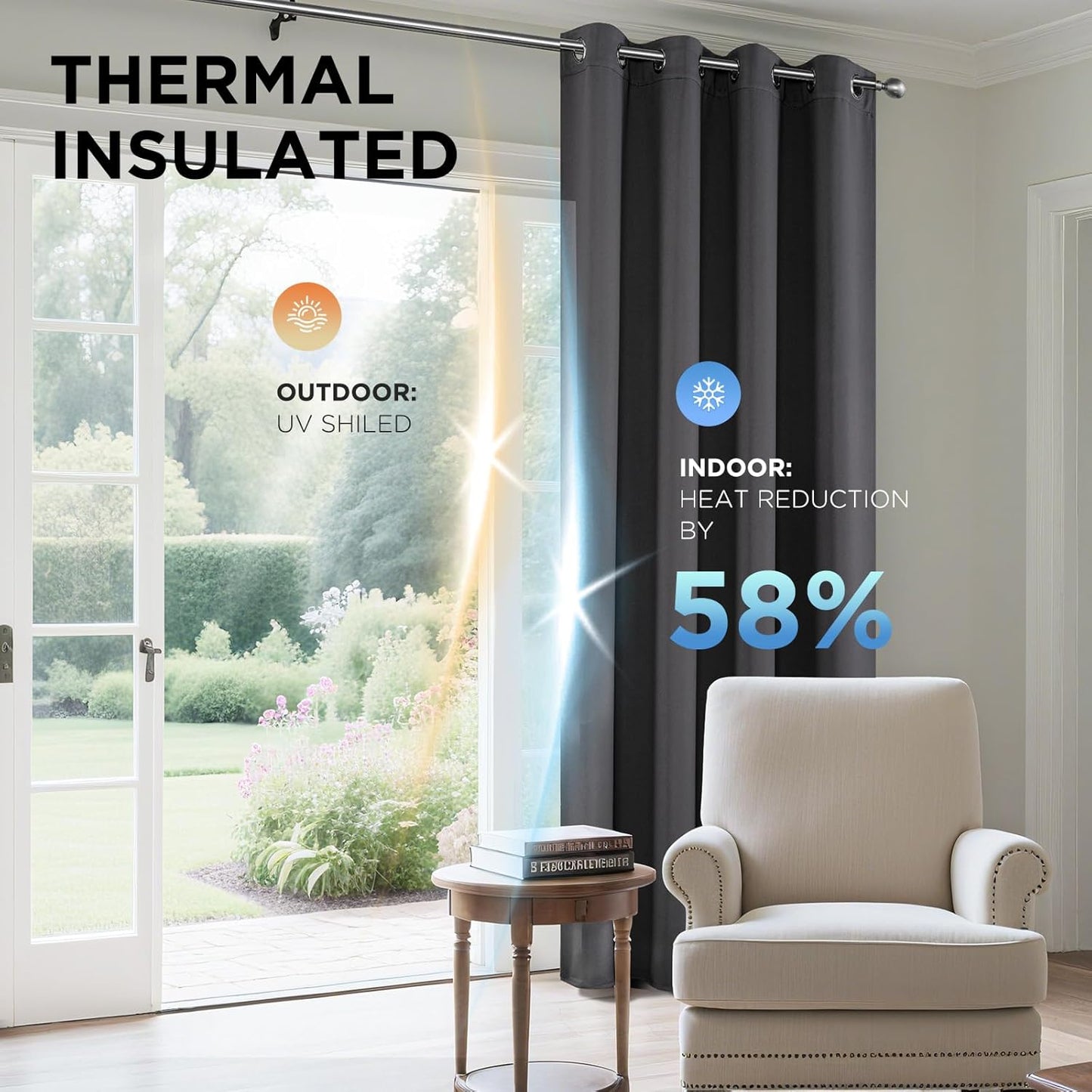 Joydeco Blackout Curtains 45 Inch Length 2 Panels Set, Thermal Insulated Long Curtains& Drapes 2 Burg, Christmas Drapes for Living Room Bedroom Window