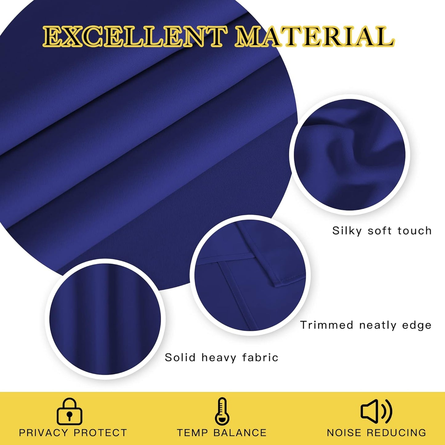 NICETOWN Blackout Curtains Panels for Bedroom - 3 Pass Microfiber Noise Reducing Thermal Insulated Solid Ring Top Blackout Window Drapes (2 Panels, 66 x 66 Inch, Navy Blue)
