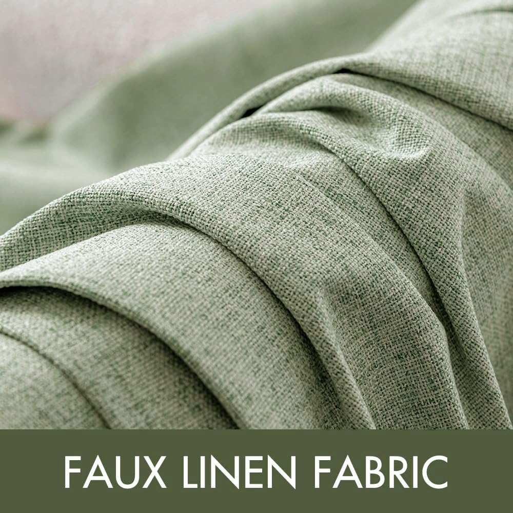 MIULEE Linen Texture Curtains for Bedroom Solid 100% Blackout Thermal Insulated Sage Green Curtains Grommet Room Darkening Curtains/Draperies for Living Room Nursery 52x84 Inch (2 Panels)
