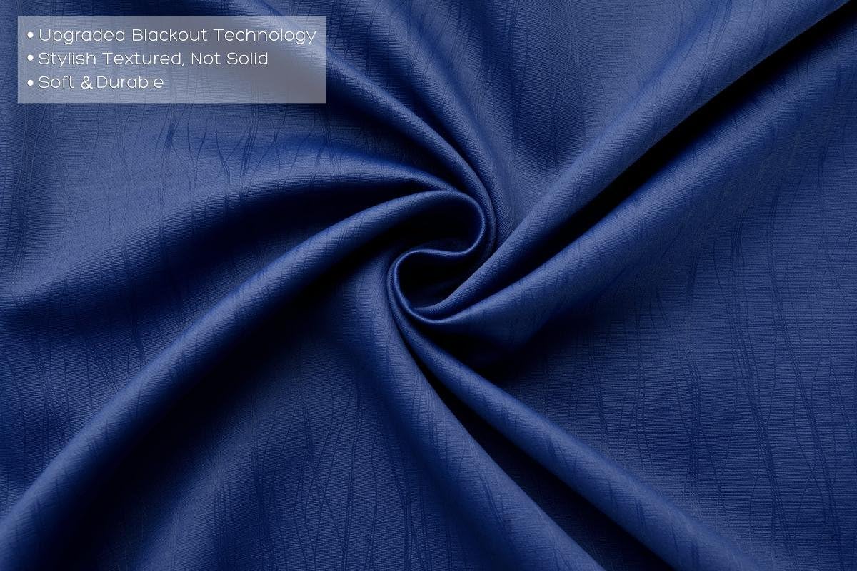 MIUCO Blackout Curtains Room Darkening Curtains Textured Grommet Curtains 2 Panels for Living Room 52x84 Inch Navy Blue