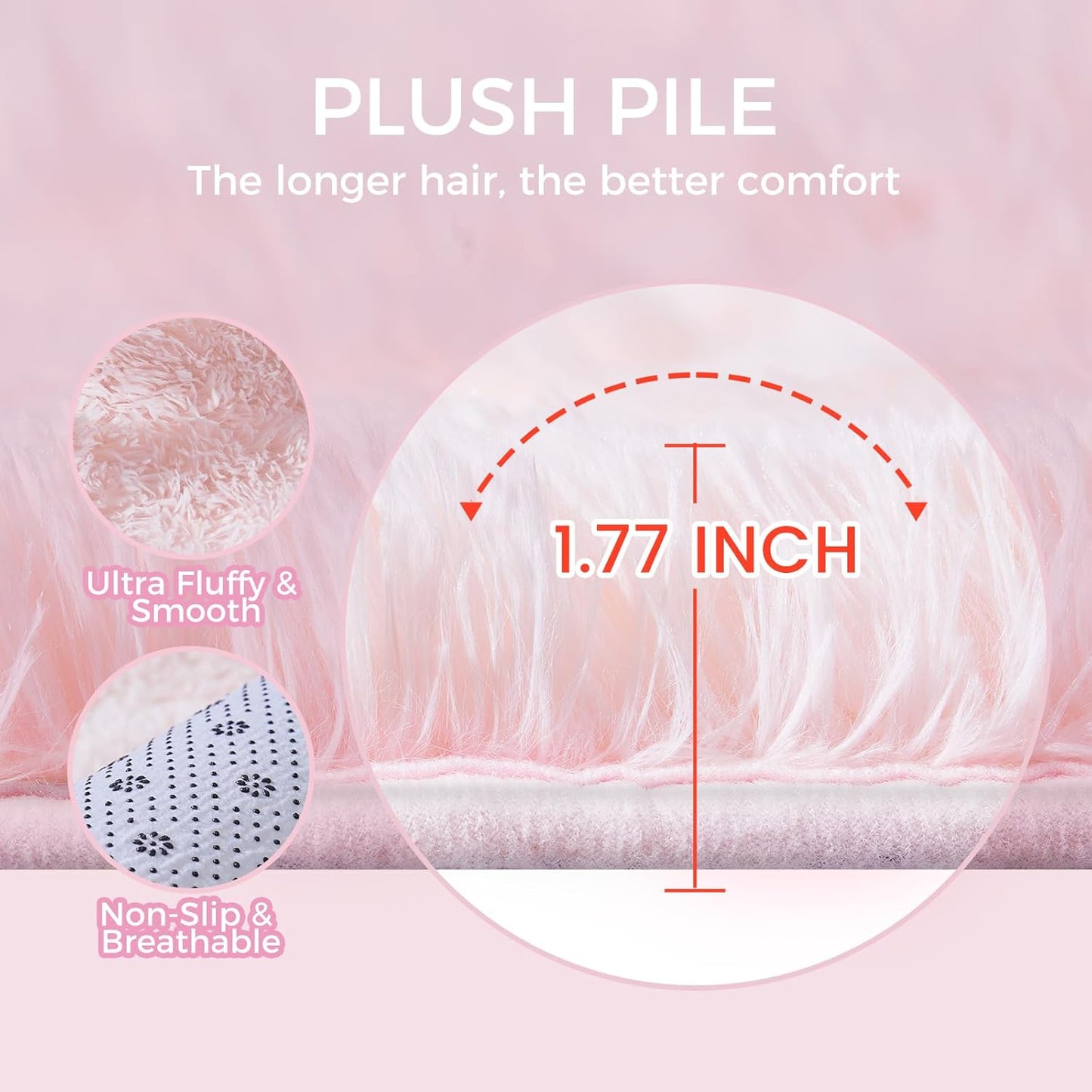 Ultra Soft Rug for Living Room, 5X8 Fluffy Shag Area Rug for Bedroom, Modern Shaggy Carpets Fuzzy Rug for Teens Dorm Nursery Home Decor Aesthetic, Upgrade Anti-Skid Durable, Pink