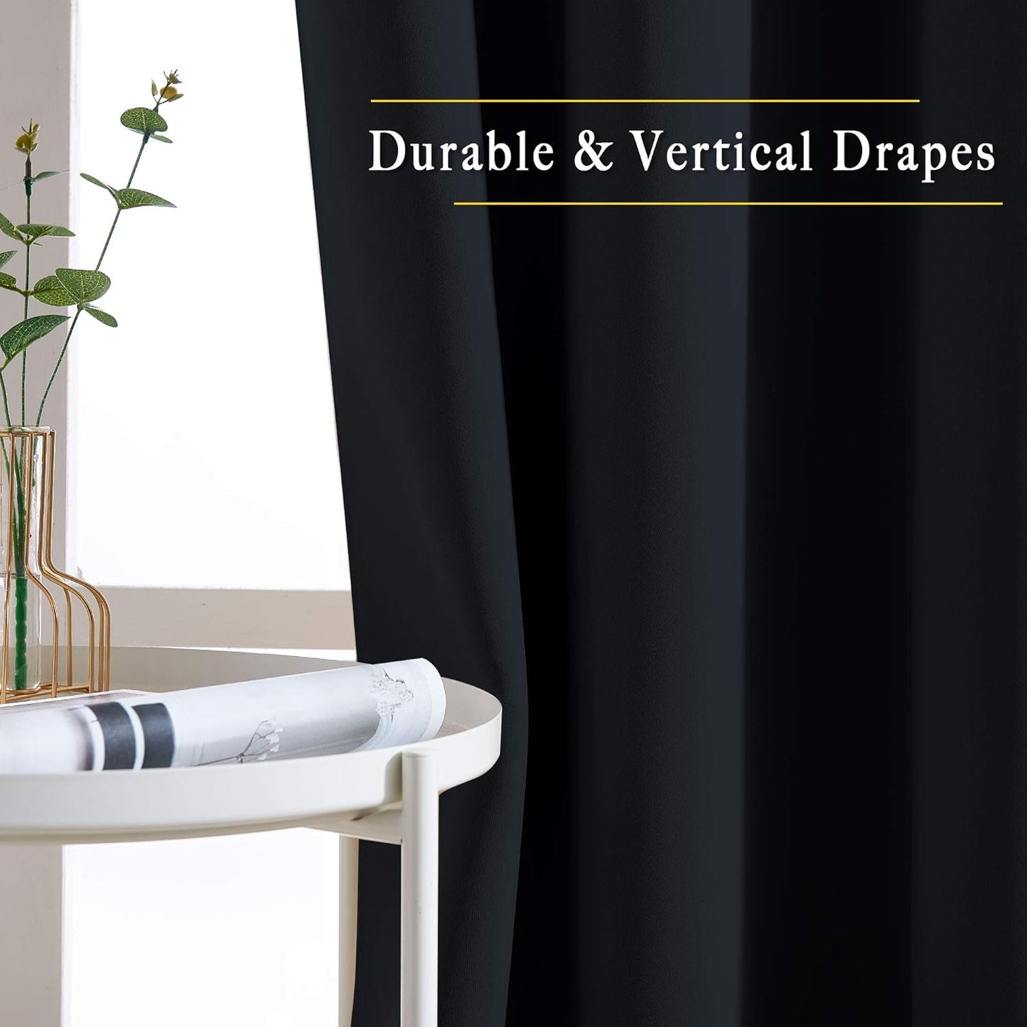 NICETOWN Black Out Curtains 102 inches Long, Grommet Thermal Insulated Solid Blackout Curtains Privacy Window Treatments for Bedroom/Living Room, W46 x L102, 2 Panels