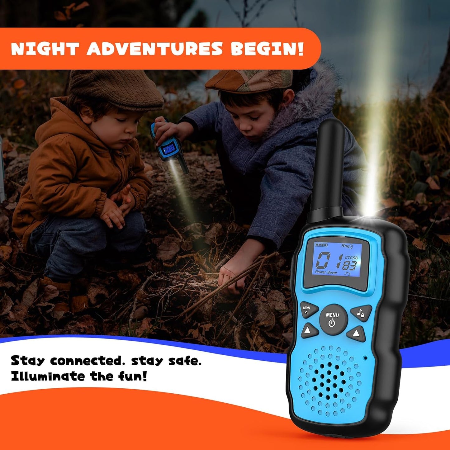 Wishouse Walkie Talkies for Kids Adults Long Range,Xmas Birthday Gift for 4 5 6 7 8 9 10 Year Old Boys Girls,Hiking Camping Gear Toys with Lamp,Lanyards,VOX,Easy to Use,4 Pack(No Battery No Charger)