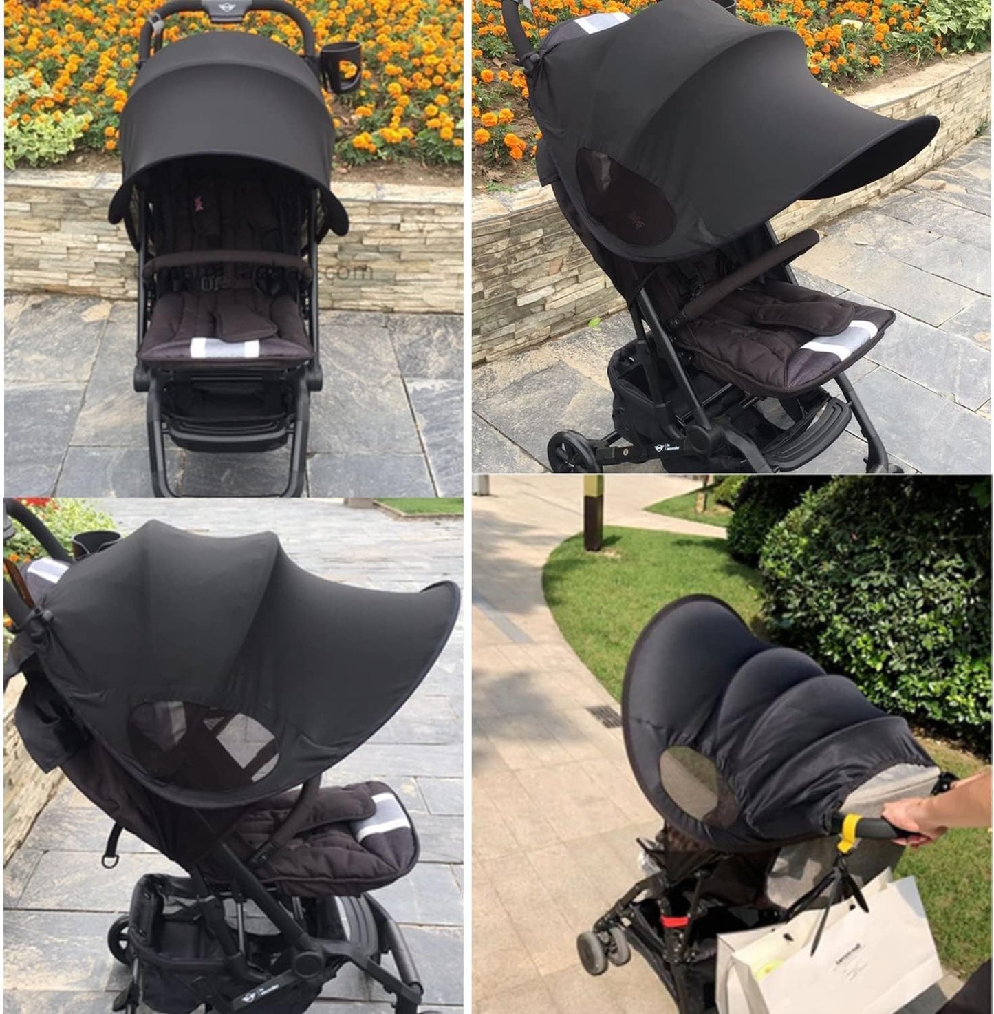 Baby Stroller Sunshade Universal UV Protection Sun Cover for Strollers Pushchair Pram Buggy Waterproof Sun Rain Shade Cover Parasol Anti-UV Toddlers Stroller Canopy Sun Shade for Travel Zoo Park