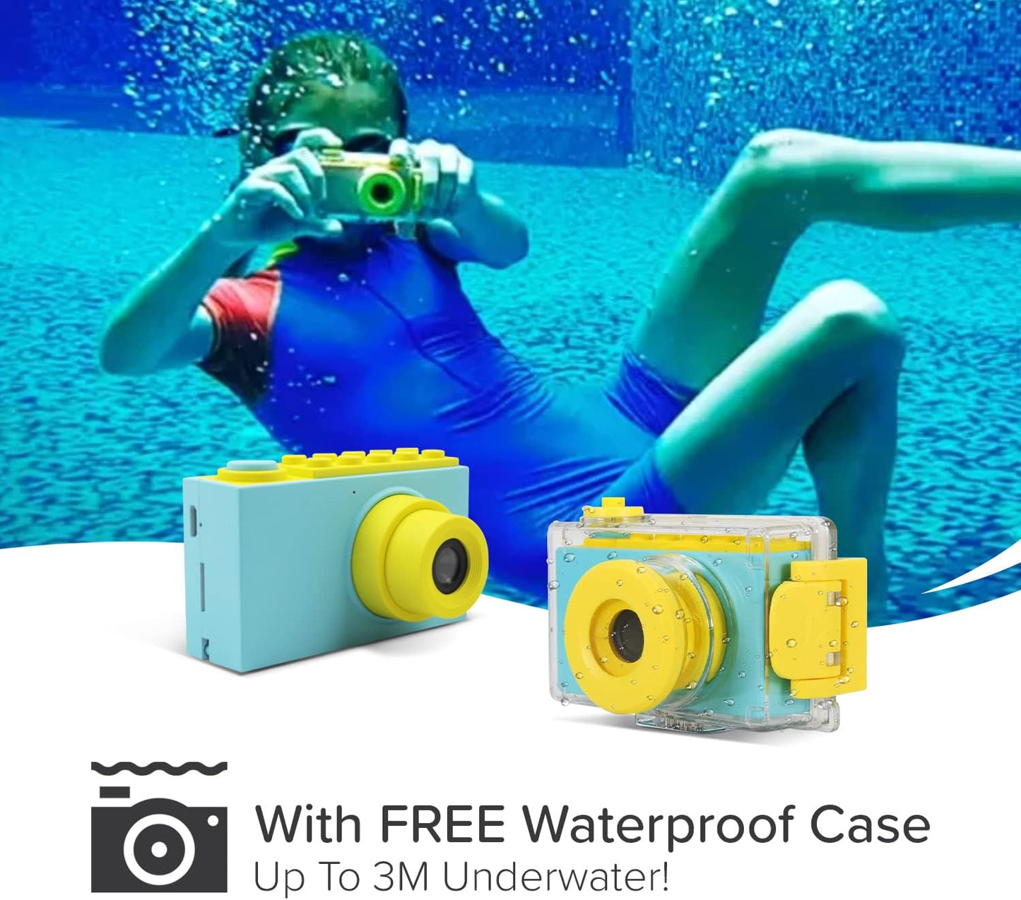 myFirst Camera 2 - Kids Action and Underwater Camera, 8MP 1080P HD Video, Webcam, for Toddler, Tripod Mount, MicroSD Card, Neck Lanyard, Christmas or Birthday Gift for Kids 3-12 (Blue)
