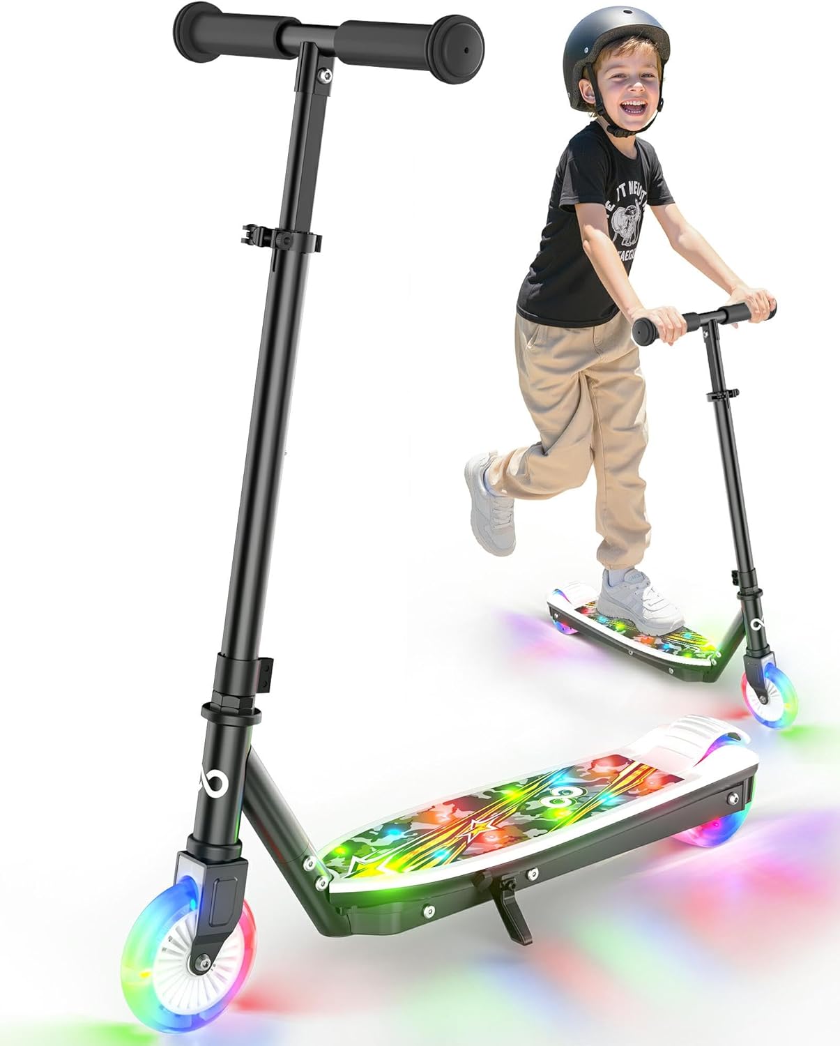 Gyroor Kids Electric Scooter with LED Lights – 2-Level Adjustable Handlebar, 5 MPH Safe Speed, Foot Sensor Start, Rear Brake, 2-Hour Charge, 121 lbs Max Load, for Boys & Girls Ages 6-12