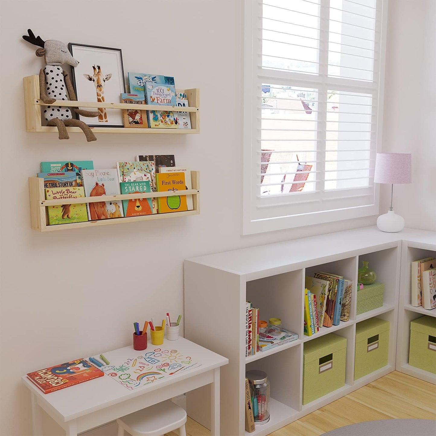 Brightmaison Polynez 30" Floating Shelves for Nursery & Kids, Set of 2 Unfinished Multiuse Wall Shelf