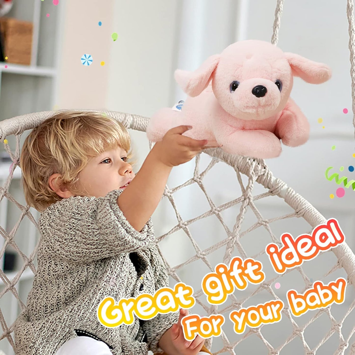 Glow Guards 15'' Pink Light up Puppy Dog Stuffed Animal Soft Plush Toy Pillow with LED Night Lights Pink Glow Bedtime Pal Birthday Children's Day Gifts for Toddler Kids