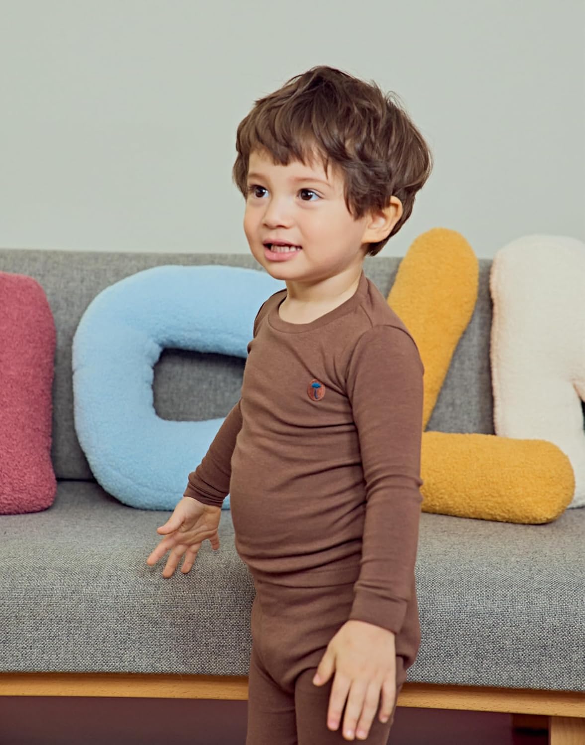 moimoln 6M-8Y Modal Cotton Solid Soft Breathable Baby Toddler Boys Girls Snug fit Pjs Long Sleeve Pajamas Set Sleepwear Daily