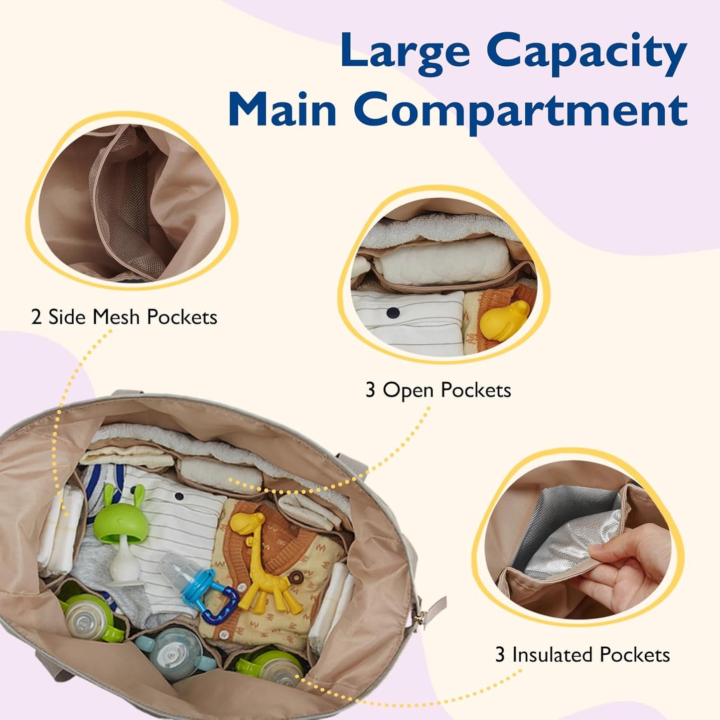 mommore Diaper Bag Tote, Large Capacity Travel Diaper bags, Hospital Bag for Labor Delivery, Baby Bag with Pacifier Case
