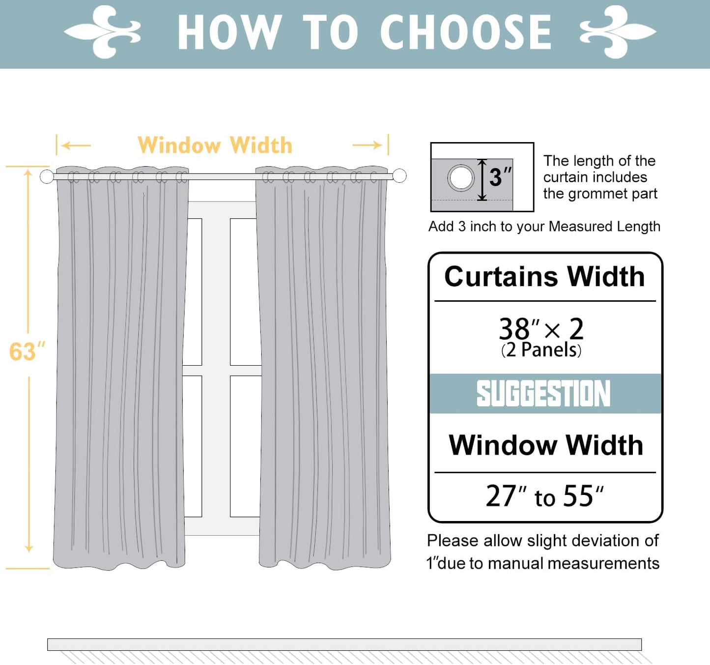 ChrisDowa 100% Blackout Curtains 63 inch Long for Bedroom with Black Liner, 2 Thick Layers Total Blackout Thermal Insulated Grommet Window Curtains 2 Panels Set (Brown, 38 x 63 Inch)