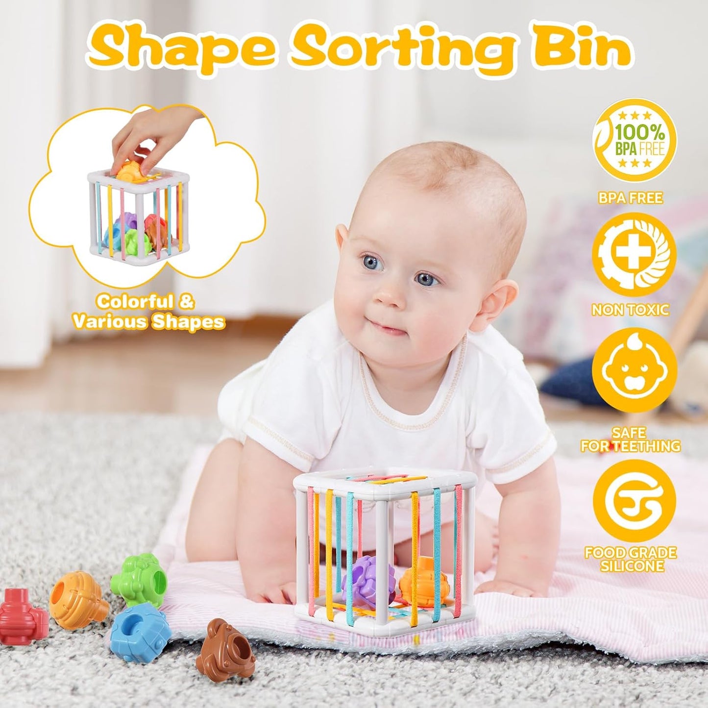 Montessori Toys for Babies 6-12 Months, 8 in 1 Soft Sensory Toddler Bath Toys for Babies, Montessori for 1 Year Old