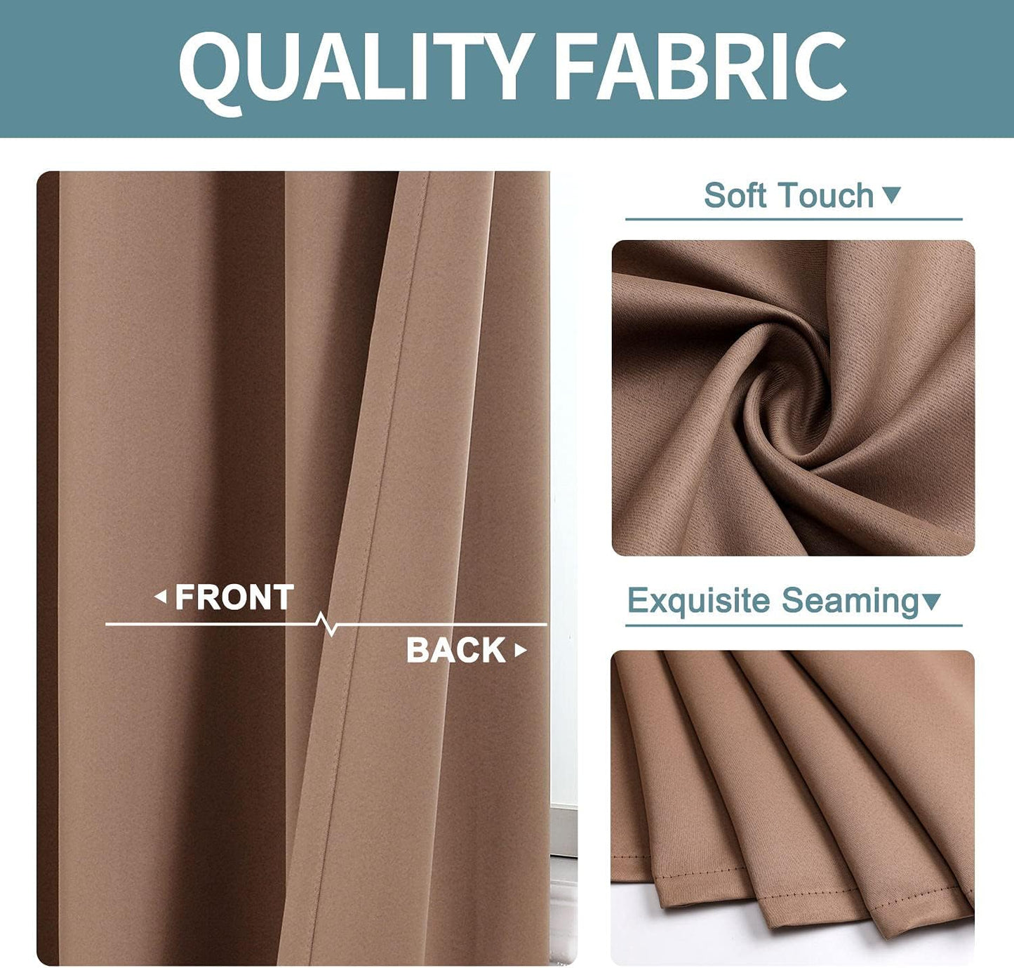 ChrisDowa Small Window Curtains for Kitchen and Bedroom - Grommet Short Thermal Insulated Room Darkening Curtains (2 Panels, Cappuccino, 52 x 36 Inch)