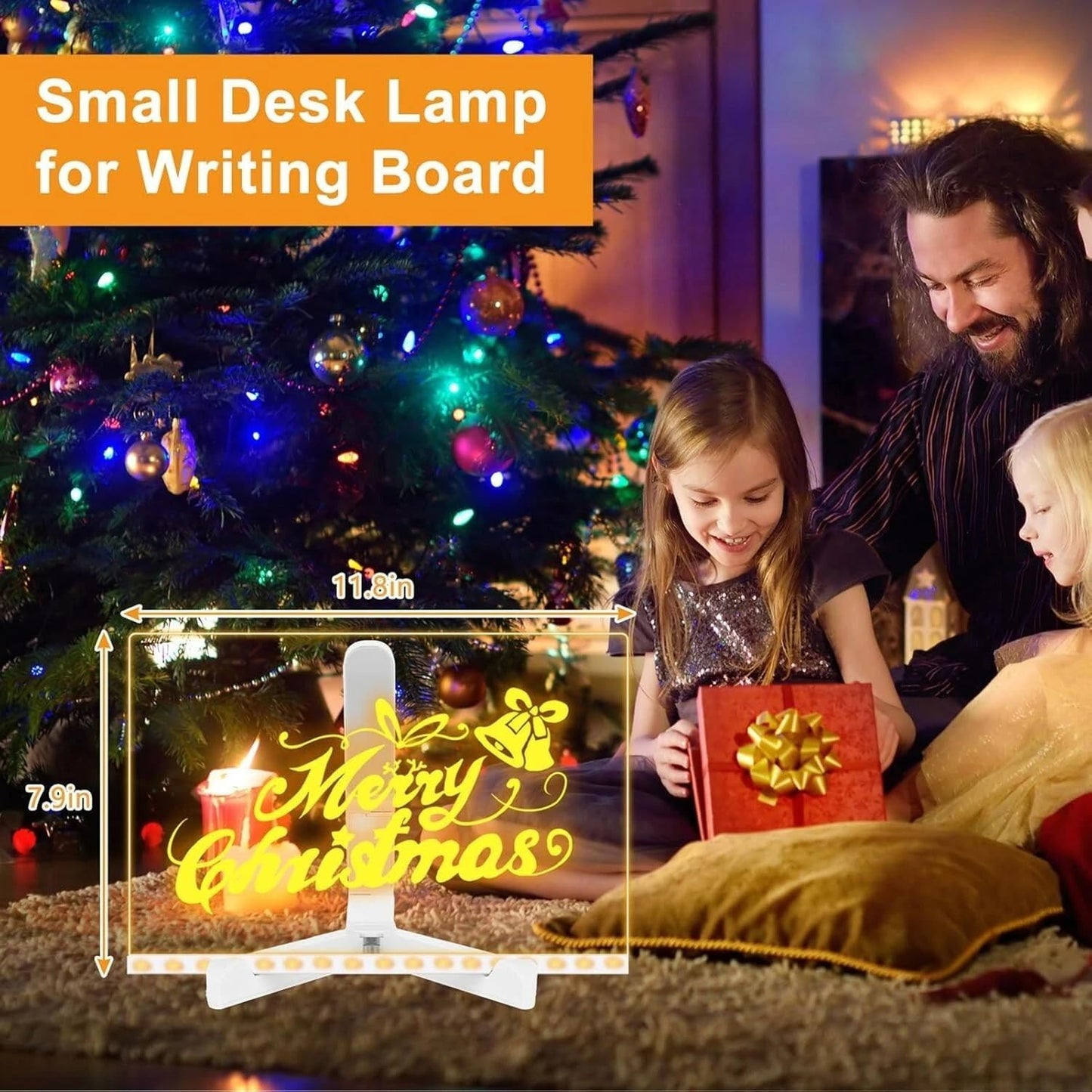 LED Note Board with Colors, 7 Colors Acrylic Message Board with Light, LED Drawing Board Gifts for Kids, Dry Erase Board with Adjustable Stand for Office School Home Decor (7.87 * 7.87 in)