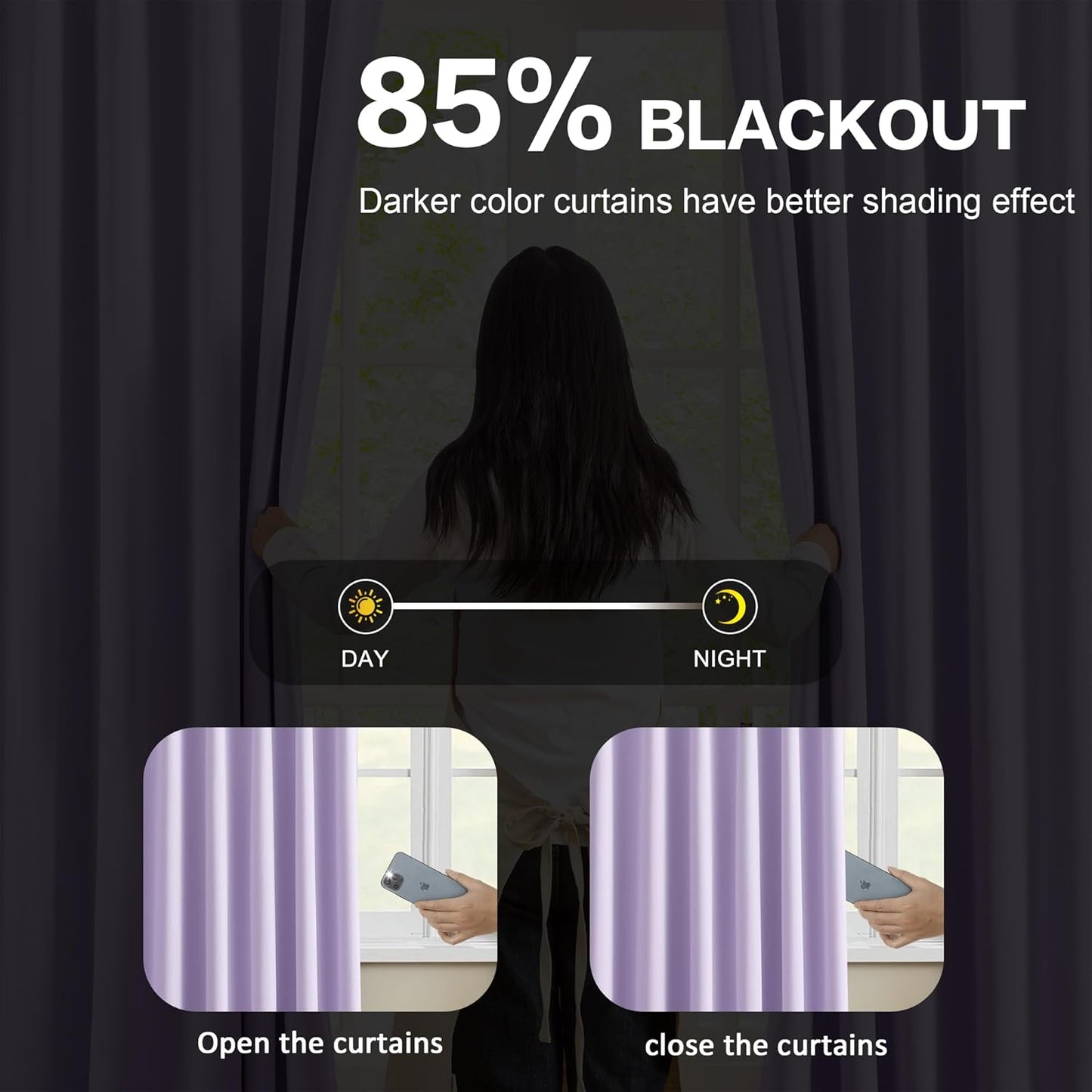 KEQIAOSUOCAI Pinch Pleated Curtains 120 Inches Long, Energy Saving Window Treatment Privacy Drapery for Living Room, Vertical Track System Elegant Hook Panels(Lavender, 2 Pieces, W40 x L120)