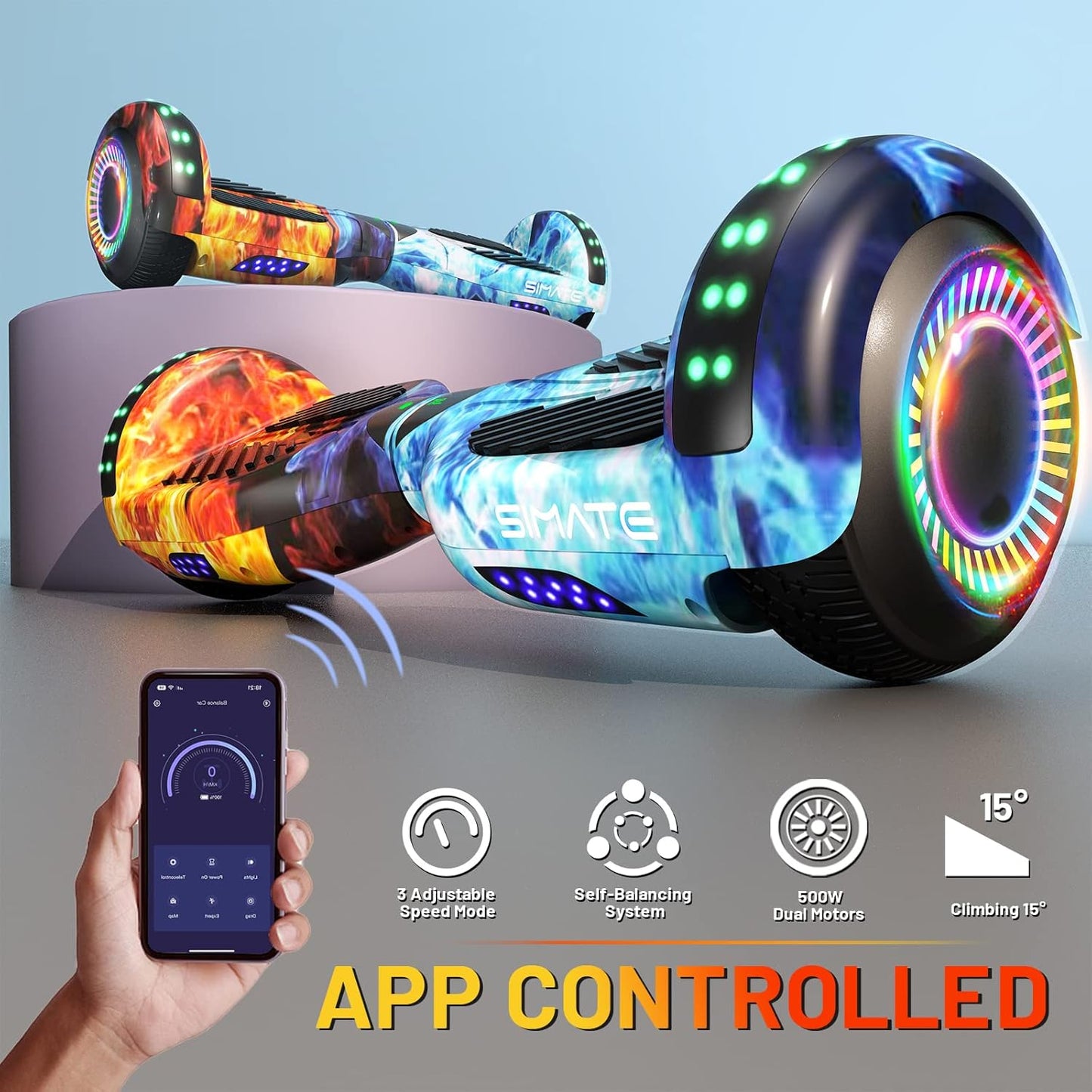 Scooter, Bluetooth & Corlorful LED Lights, Gifts for Kids & Adults & Girls & Boys, for All Ages