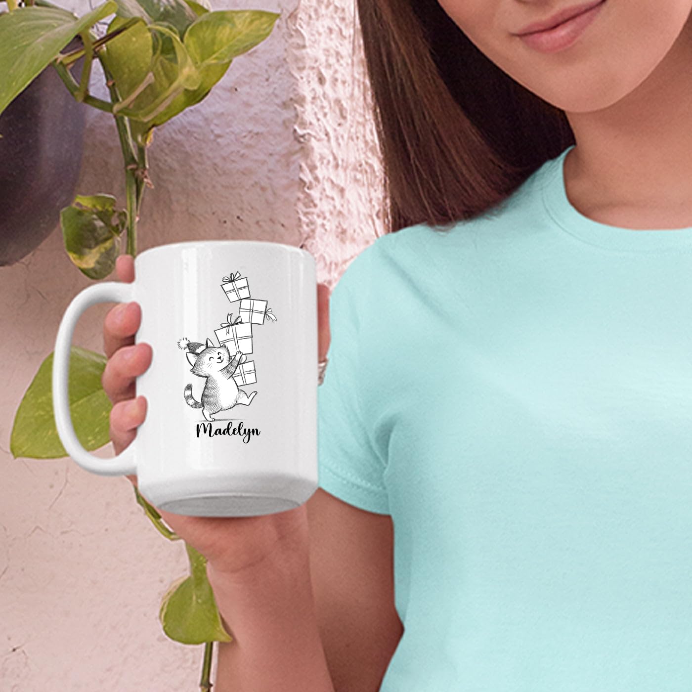 Customized Name Cat Lover Ceramic Mug Gift For Cat Mom/Dad/Family/Friends, Personalized Cats Coffee Mug 11 15Oz, Cute Cats White Accent Cup Gift For Birthday Christmas Thanksgiving, Animal Teacup