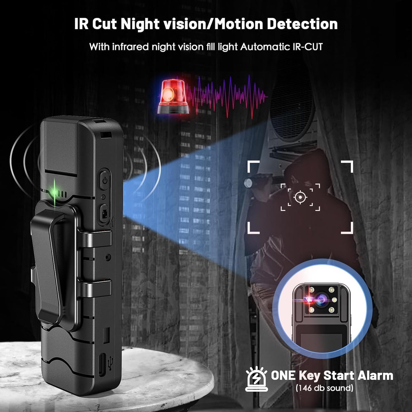 Body Camera with 1.4” Screen Audio and Auto Video Night Vision 1440P UHD Mini Police Wearable Body Worn Cam Portable Small Personal Camcorder Sport Action Outdoor Video Recorder (2K-128GB)