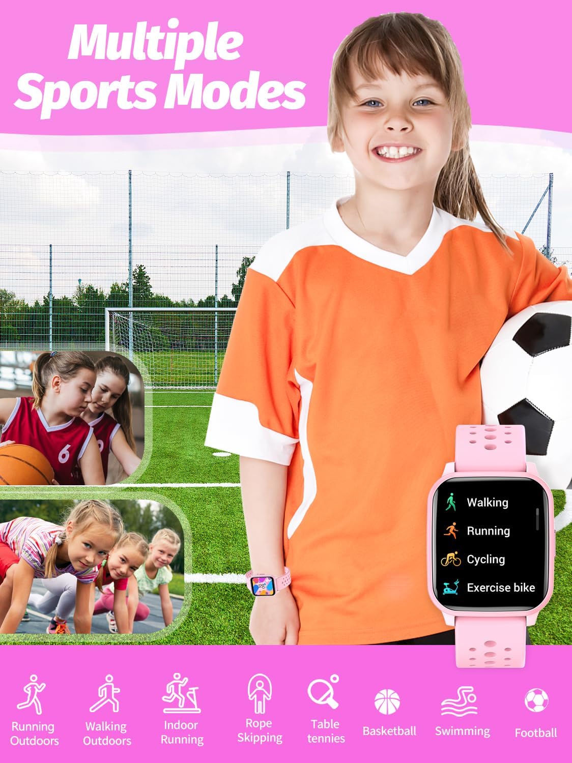 Kids Smart Watch Girls Boys, Smart Watch for Kids Gifts for 4-16 Years Old with Sleep Mode 19 Sports Mode Pedometer Birthday Gift for Boys Girls