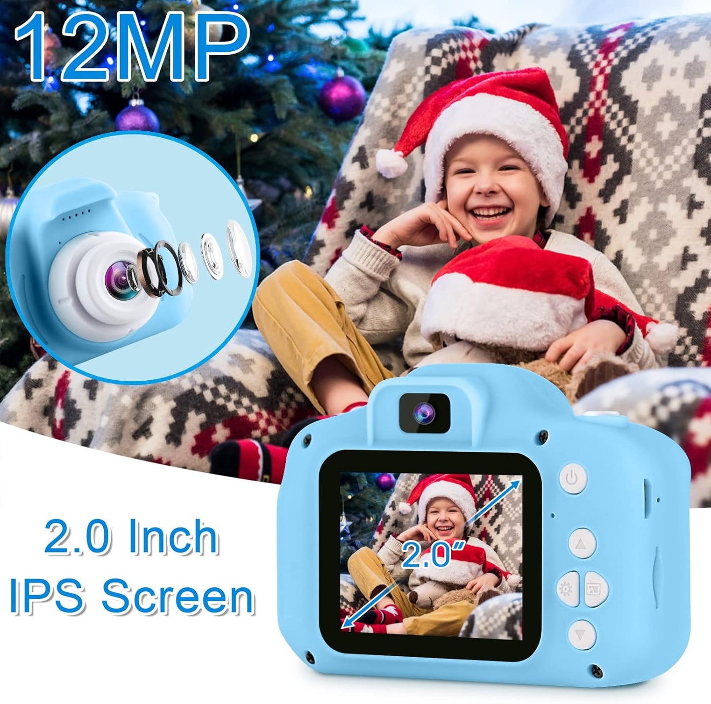 GKTZ Toys for Girls Age 3-8, Kids Camera Digital Video Toddler Camera Children Camcorder Birthday Gifts for 3 4 5 6 7 8 Year Old Girls with 32GB SD Card