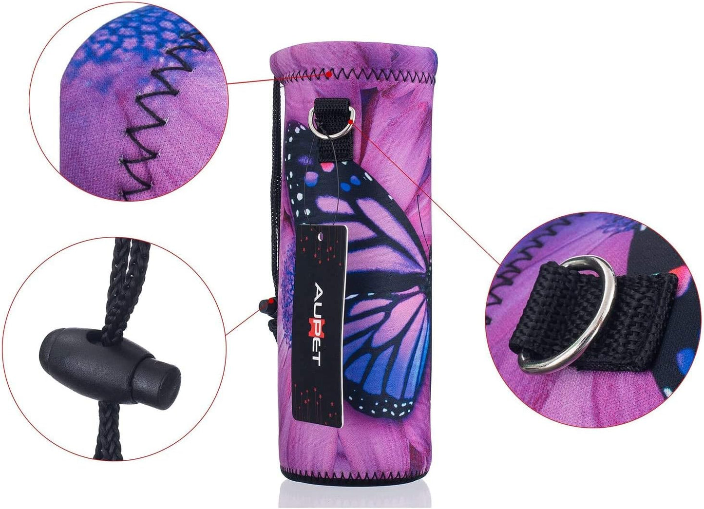 AUPET Water Bottle Carrier,Insulated Neoprene Water bottle Holder Bag Case Pouch Cover 1000ML or 750ML,Adjustable Shoulder Strap, Great for Stainless Steel and Plastic Bottles