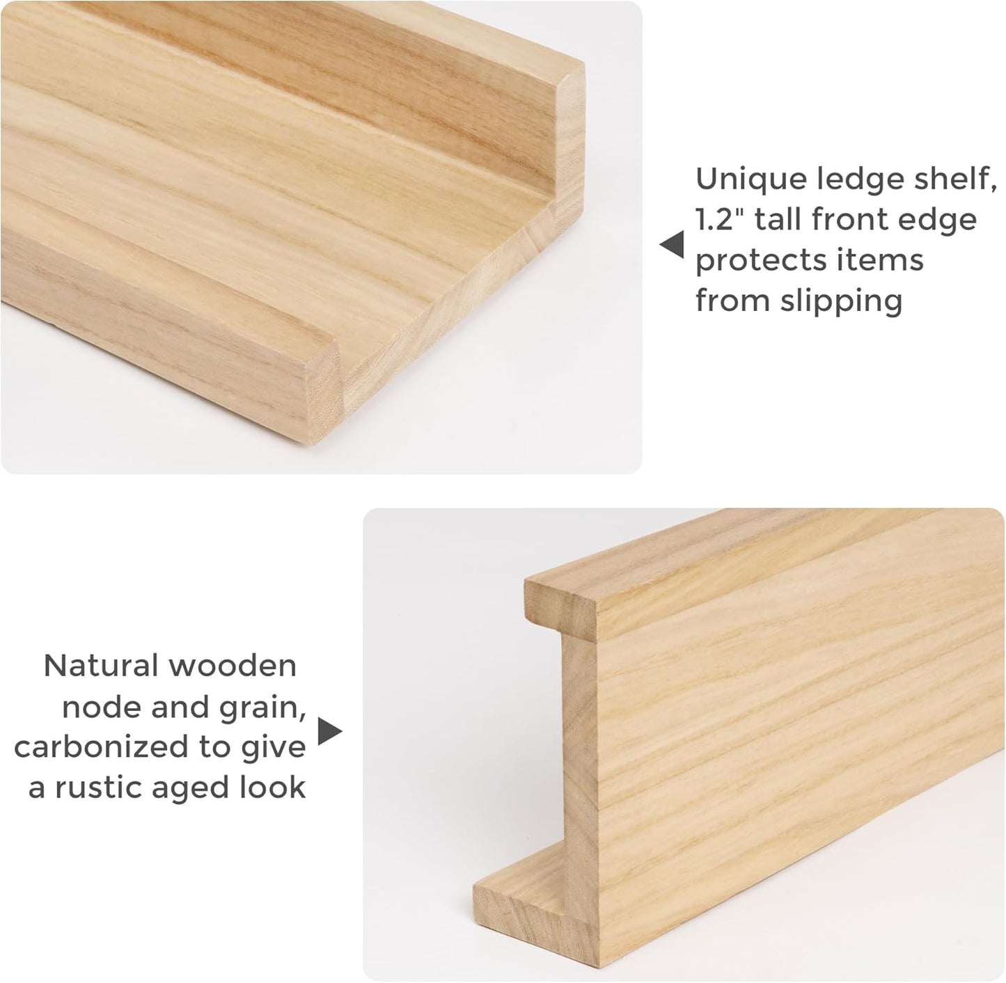 Picture Ledge Shelf, Floating Shelves Set of 2, 48 Inches Long Large Nursery Book Shelves for Toys Storage, Kids Bookshelf Wall Mounted for Living Room Bedroom Decor Books Photo Frames, Natural