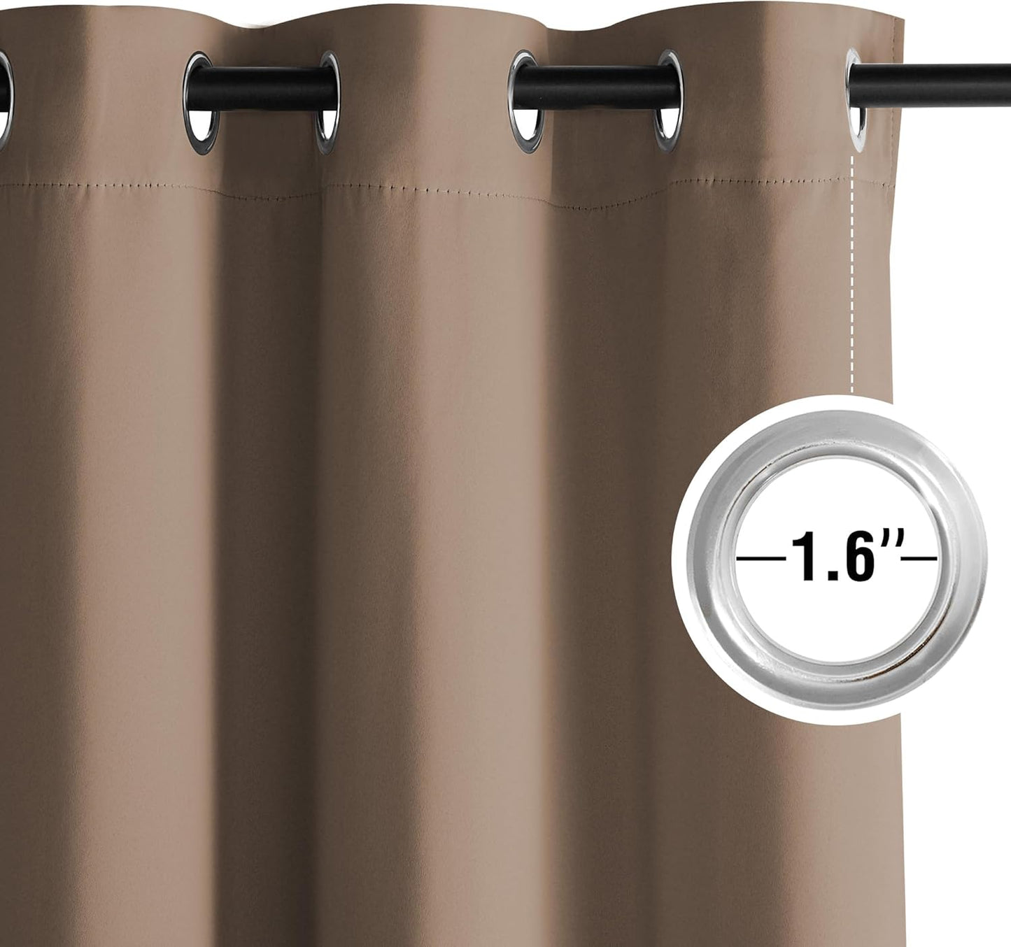 NICETOWN Blackout Thermal Grommet Drapes, Energy Saving Window Treatments for Living Room, Patio, Laundry, Closet, Boys Room - Heavy Duty, 2 Panels, W52 x L84, Cappuccino