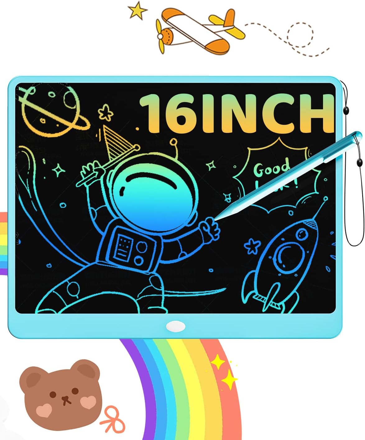 ORSEN LCD Writing Tablet 16 inch - Kids Doodle Board Colorful Drawing Pad Toys for Ages 3-12 Girls Boys Toddler Birthday Gifts, Blue