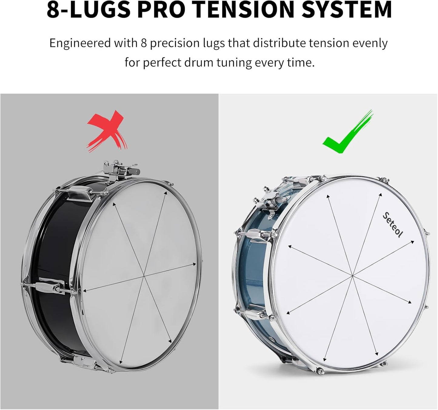 Snare Drum Kit, 14" x 5.5" Marching Snare Drum + Storage Padded Bag + Silent Mute Pad + A Pair Of 5A Drumsticks + Drums Key, Portable Drums Hardware Set for Adults Kids Student Beginners (Blue)