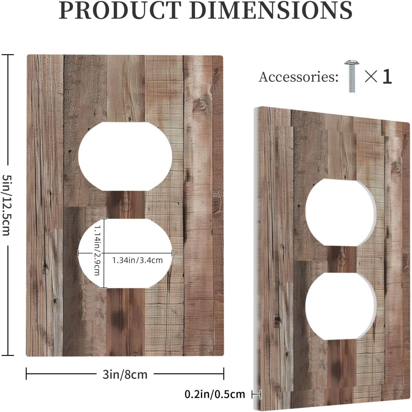 Decorative Outlet Covers Retro Wood Plank Vintaga Wooden Board 1 Gang Duplex Light Switch Cover Plate Wall Plates for Electrical Outlets Switchplate Faceplate for Bedroom Home Decor