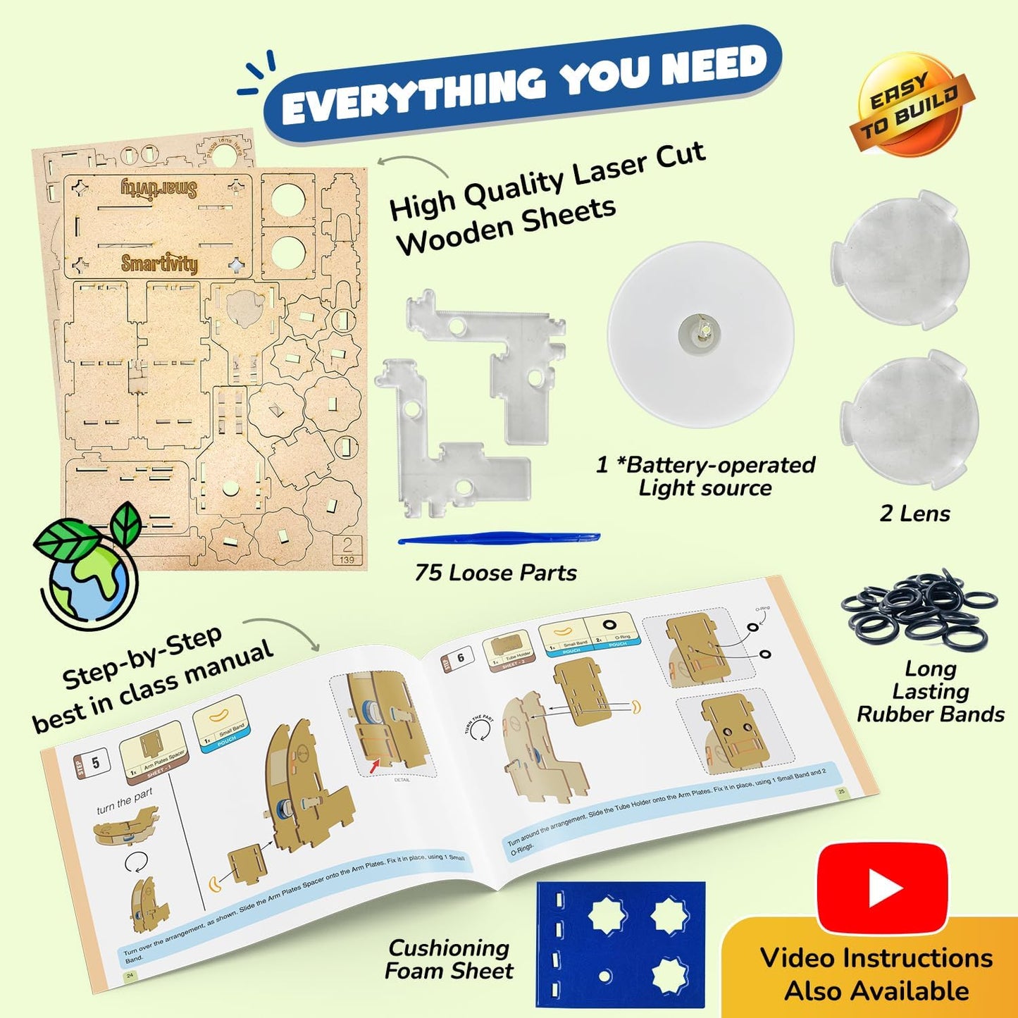 Smartivity Microscope 100x Zoom STEM Toy for Kids Age 8 to 14 Years Old | Cool Birthday Gifts Ideas for Boys & Girls | DIY Science Toys for 8,9,10,11,12,13,14 Years I Wooden Engineering Game