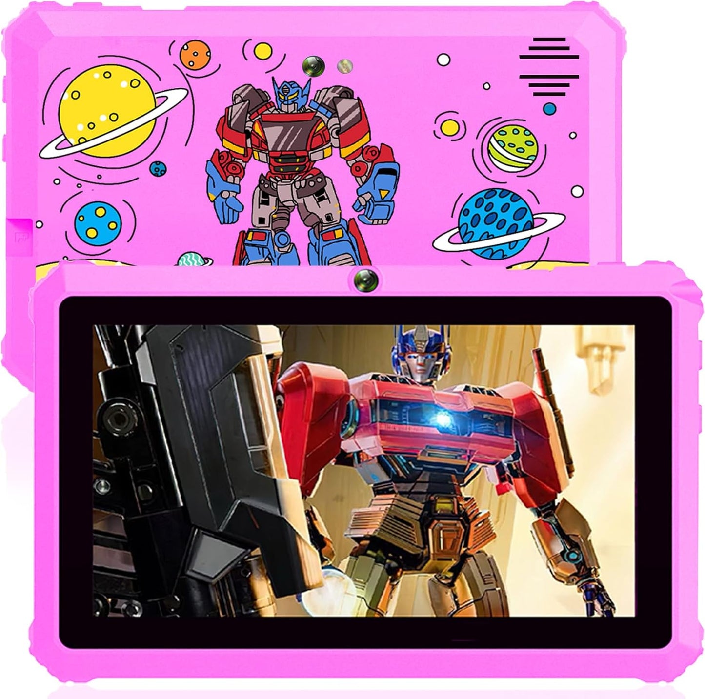 YINOCHE Kids Tablet 7 inch Toddler Tablet for Kids 3-7 32GB Android Tablets for Toddlers with Case WiFi Parental Control Dual Camera GMS Certified Toddler Learning Tablets for Children (Pink)