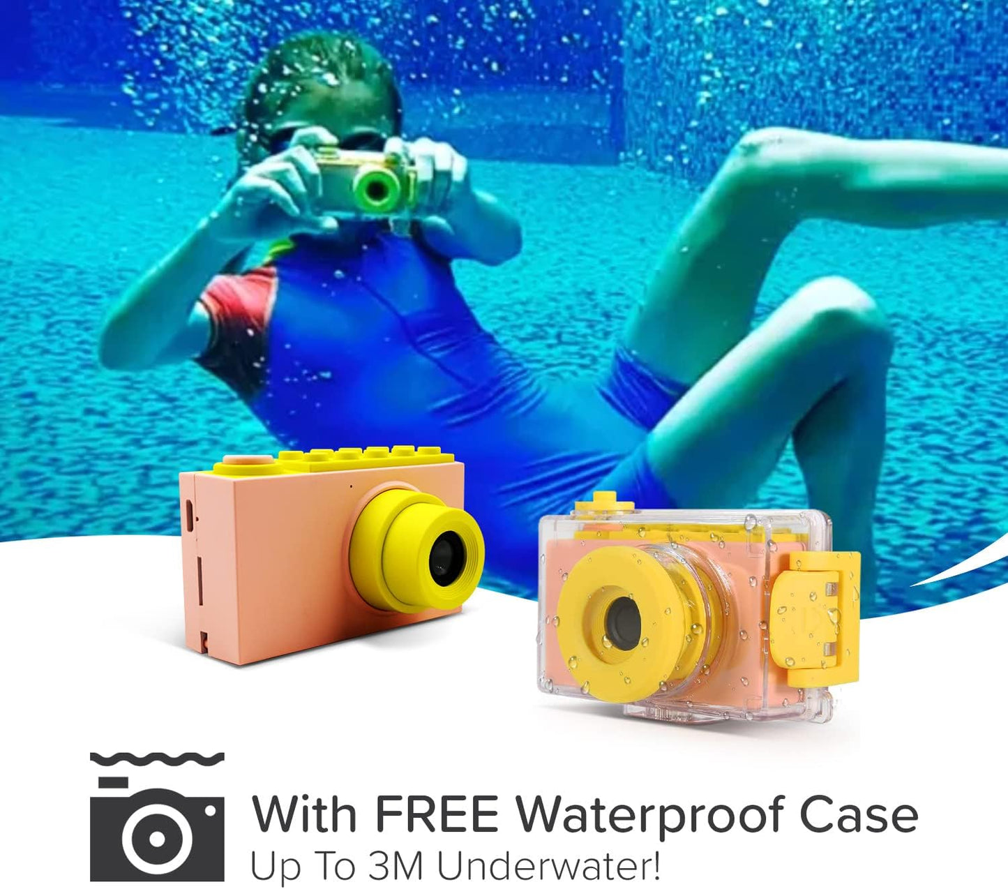 myFirst Camera 2 - Kids Action and Underwater Camera, 8MP 1080P HD Video, Toddler Digital Camera, Webcam, Tripod Mount, MicroSD Card, Neck Lanyard, Christmas or Birthday Gift for Kids 3-12 (Pink)