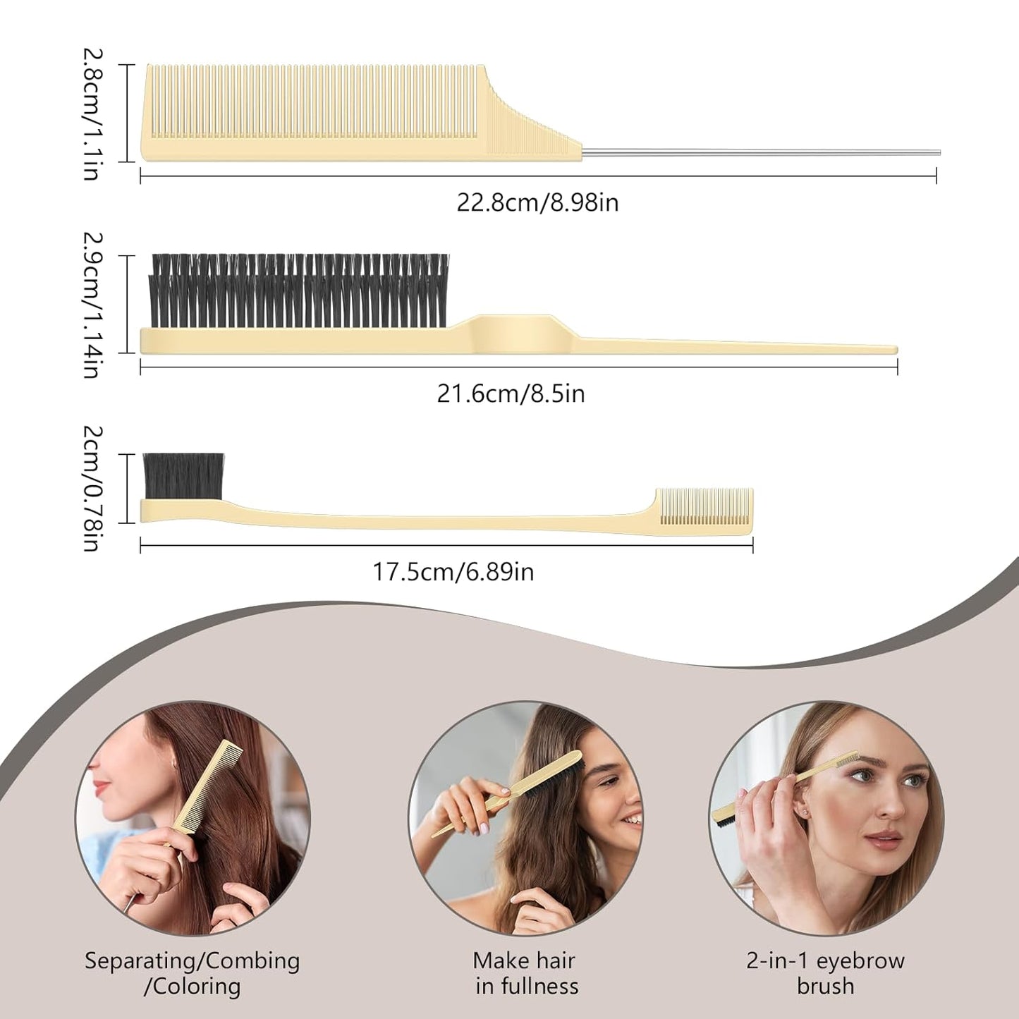 Curl Defining Brush, Curly Hair Brush, Slick Back Hair Brush, For Combing and Shaping Curls in All Hairstyles to Reduce Pulling (Beige)
