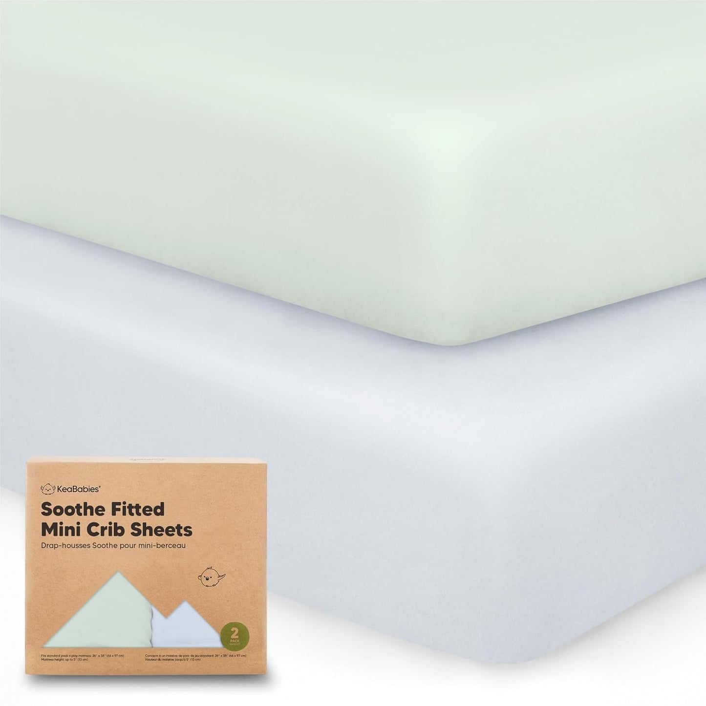 KeaBabies 2-Pack Organic Crib Sheets for Boys, Girls - 52x28 Fitted Crib Mattress Sheet Neutral, Breathable Jersey Cotton Cover for Baby Bed, Toddler Mattress, Soft & Cute Prints (Cove)
