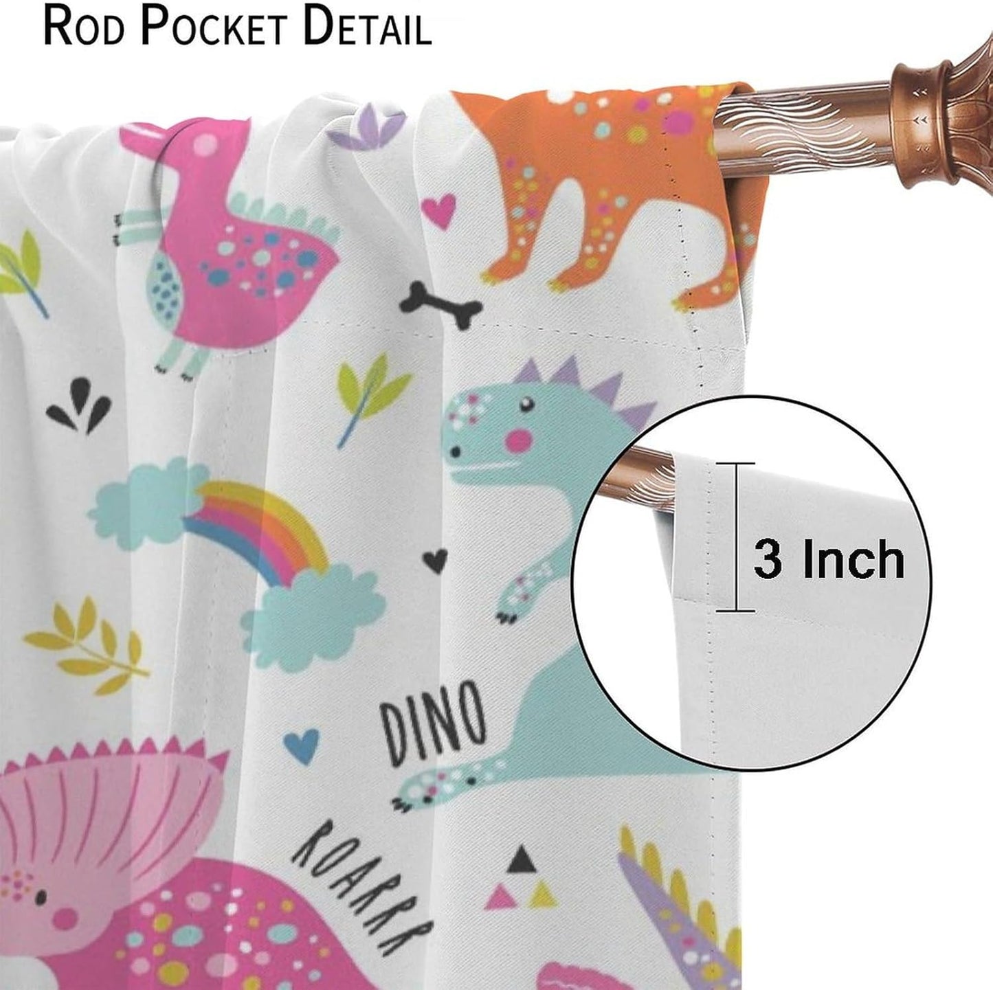 Cartoon Dinosaur Curtains for Kids Boys Girls Home Decor Childish Cute Dino Animals Print Pattern Rod Pocket Blackout Window Drapes for Nursery Baby Bedroom Playroom W31.5xL72in 2 Panels