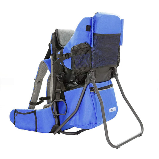 ClevrPlus Cross Country Baby Backpack Carrier, Blue, Toddler Hiking Backpack with Comfortable Seat, Adjustable Straps & Belt, Foldable Frame Lightweight Large Capacity Child Carrier for Outdoor