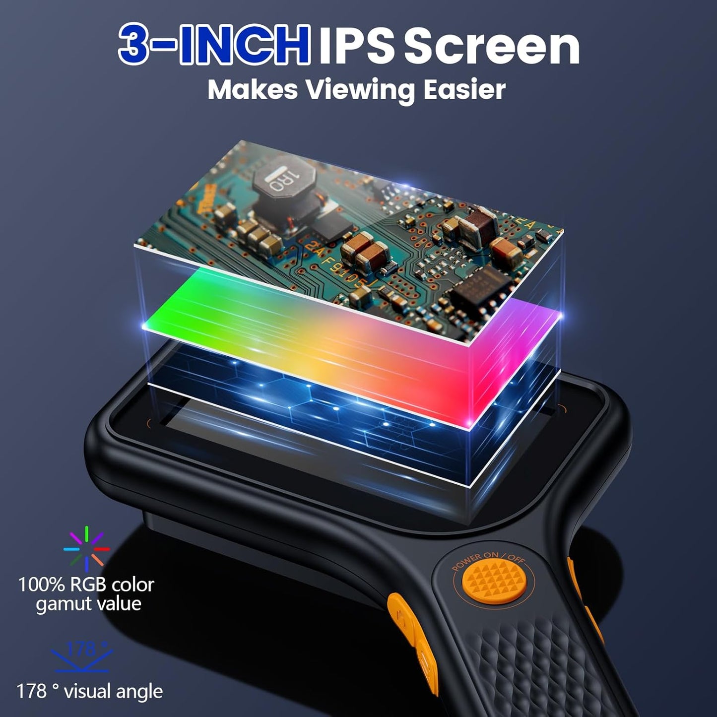 Microscope for Kids Adults - 3 Inch IPS Screen, Ahalfcit Digital Microscope, 500X Handheld Coin Magnifier, 3 Level LED Light, Compatible with Windows, Mac OS (D-Black)
