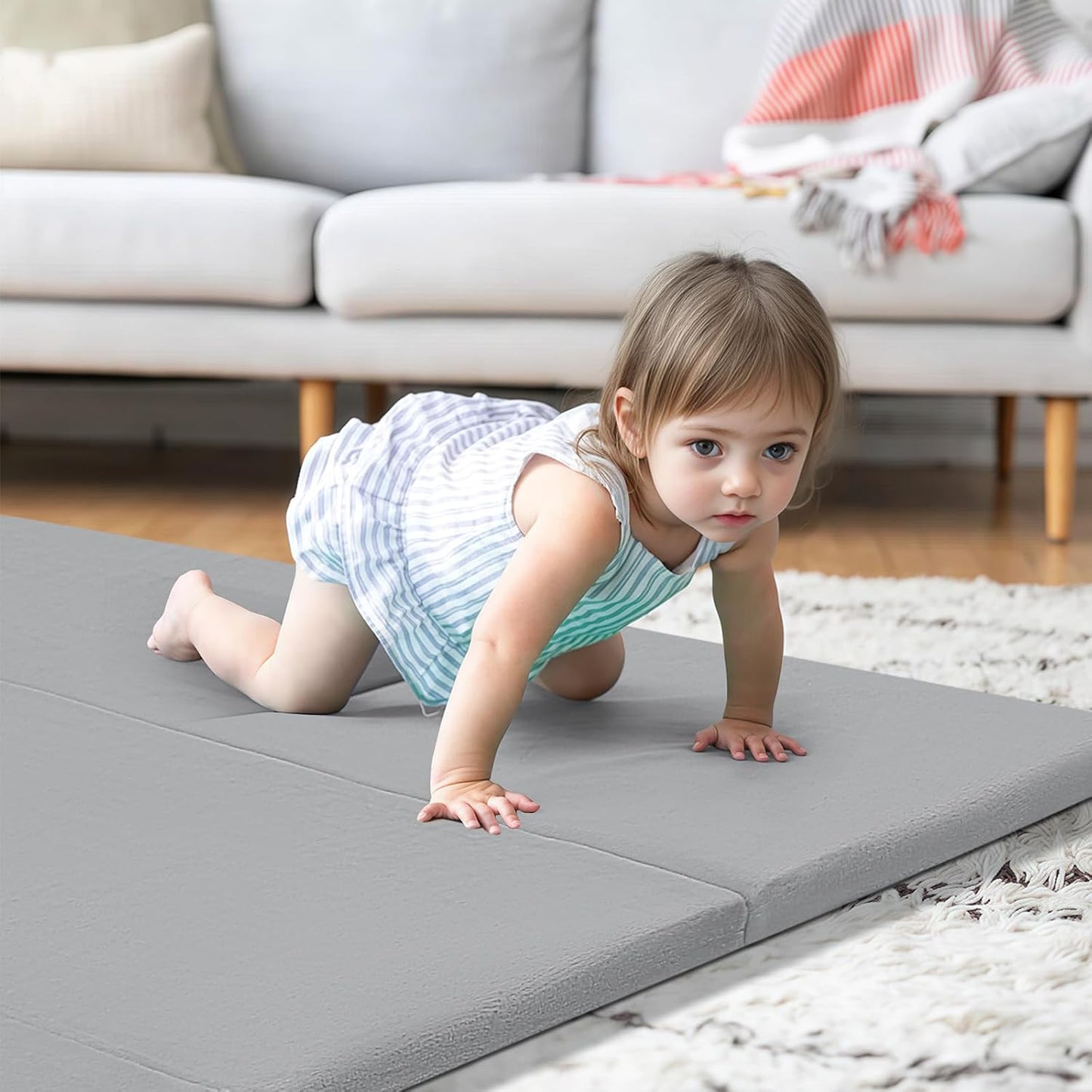 MeMoreCool Kids Floor Futon Mattress Large 6x4 FT, Thicken Foam Tatami Mattress for Children Play Area, Foldable Sleeping Pad Crawling Tatami Mat for Playroom