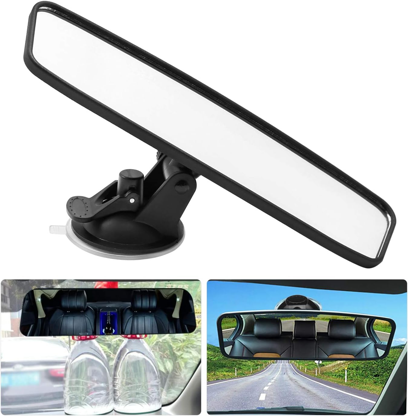 Rear View Mirror, Adjustable Car Interior Rear View Mirror Car Seat Child Safety Mirror for Universal Cars Trucks SUV-9.64 x 2.6 inch (White)