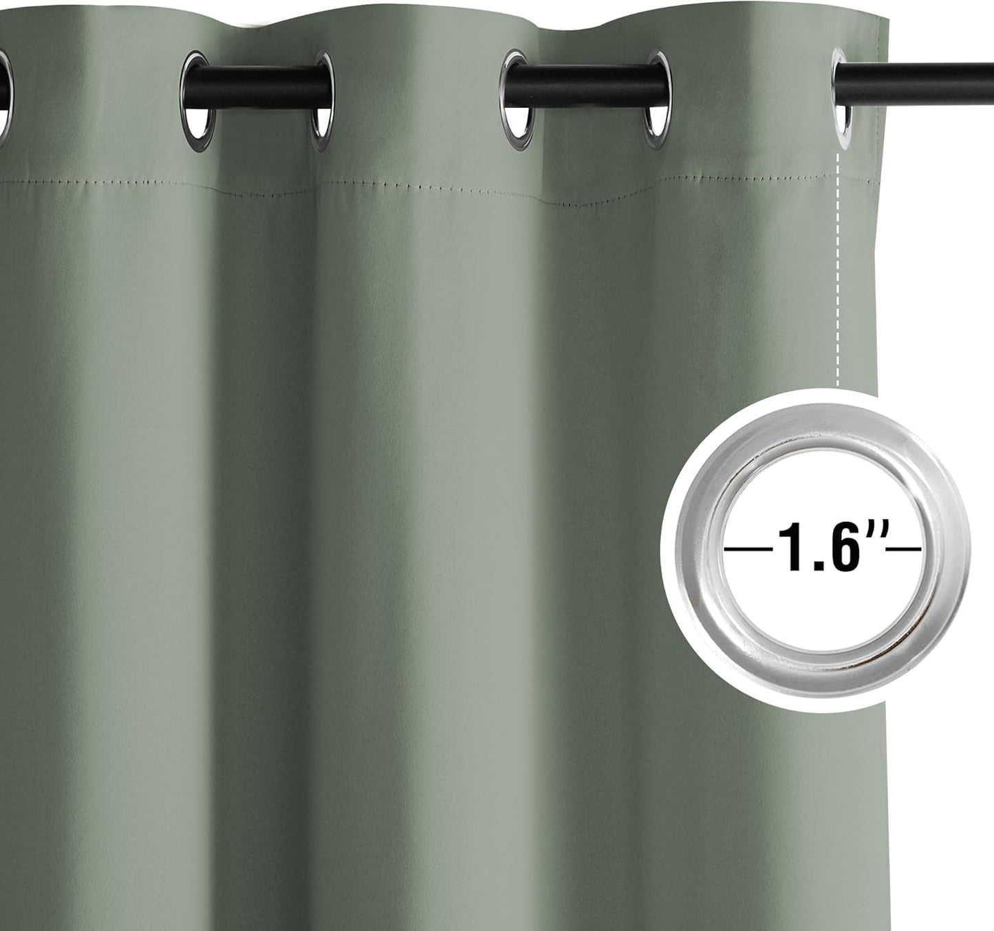 NICETOWN Sage Green Sound Blackout Curtains Blocking Drapes - Grommet Thermal Insulated Shades for Living Room, Yard, Bedroom, Office, Closet - Machine Washable, 2 Panels, W52 x L63