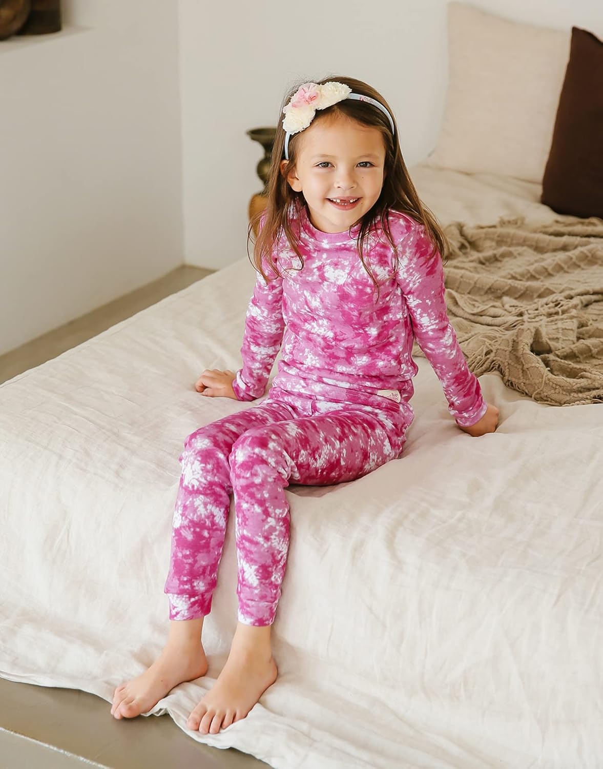 VAENAIT BABY 12M-12Y Toddler Kids Boys Girls 100% Cotton Marbling Tiedye Sung Fit Sleepwear Pajamas 2pcs Pjs Set