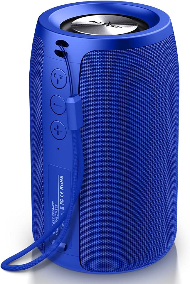 ZEALOT Bluetooth Speaker, Portable Speaker S32,Wireless for Outdoor,IPX5 Waterproof, Bluetooth 5.0, Dual Pairing, USB, TF Card, AUX for Home & Outdoor Travel Hiking Camping Beach (Blue)